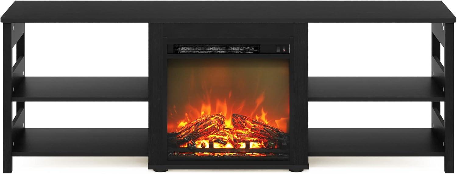Furinno Classic Fireplace TV Stand Entertainment Console Media Center W/18" Electric Fireplace for TVs up to 70",Americano