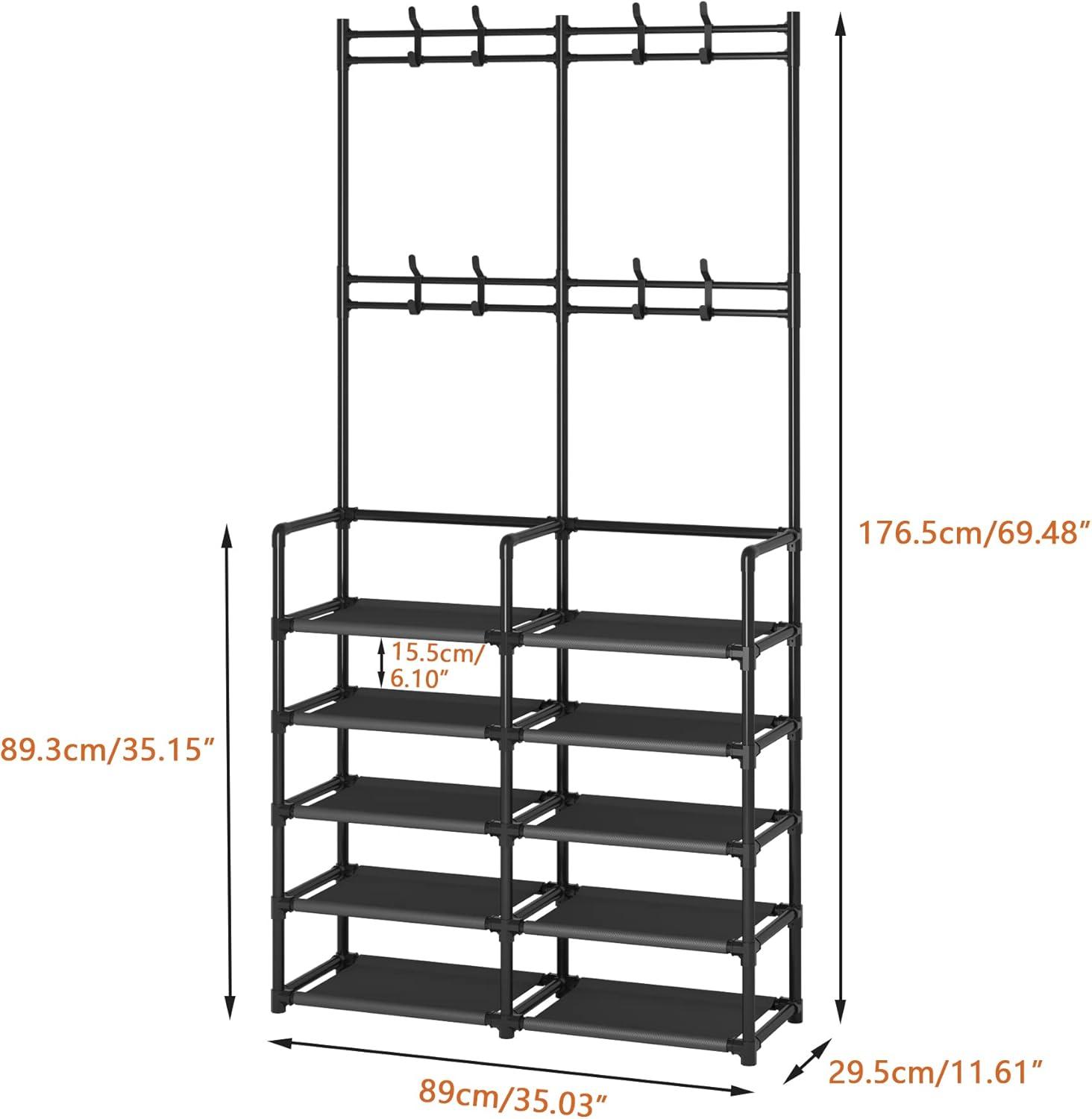 5-Tier Entryway Coat Rack, Coat and Shoe Rack, Entryway Bench Storage