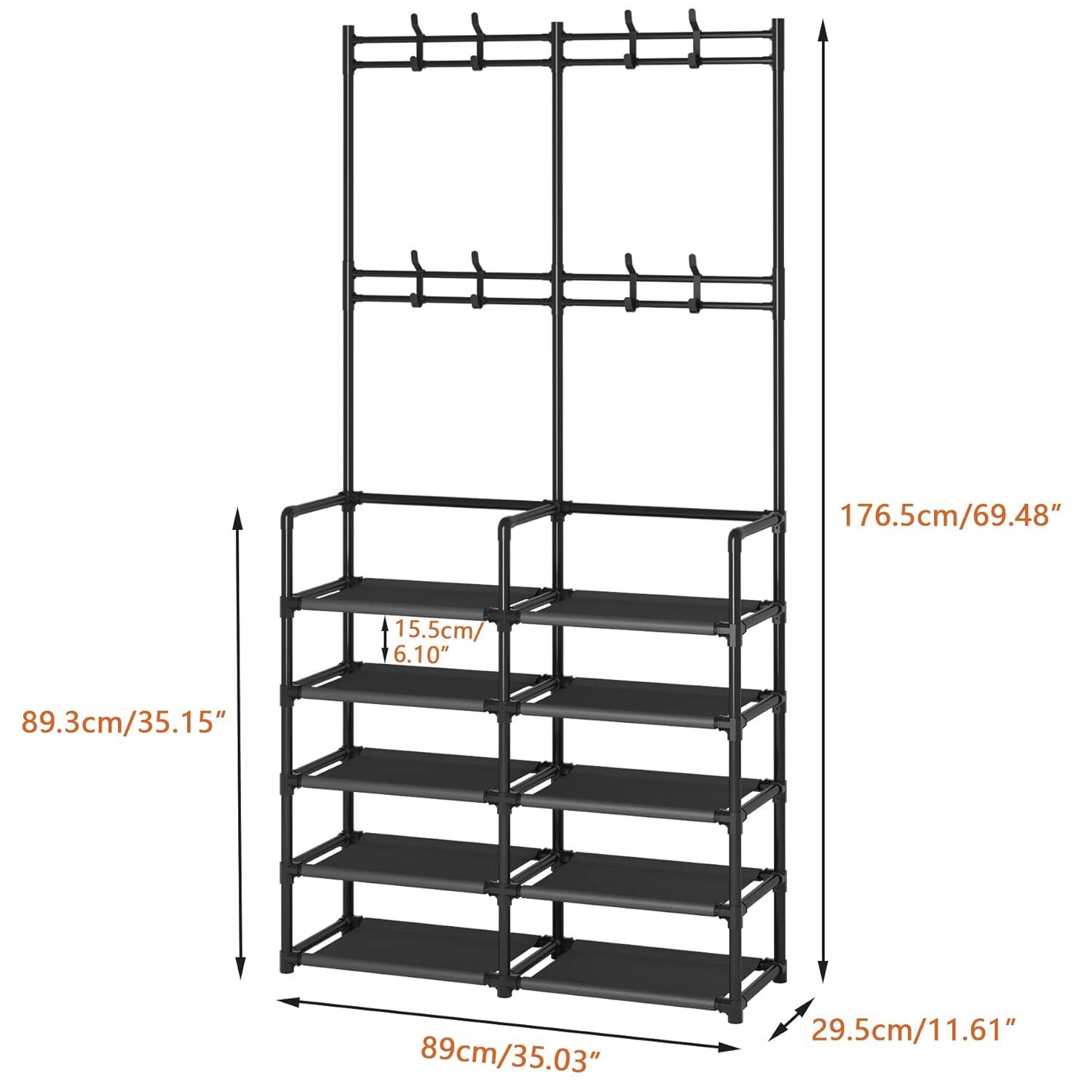 5-Tier Entryway Coat Rack, Coat and Shoe Rack, Entryway Bench Storage