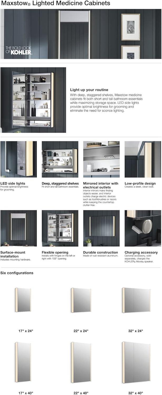 Maxstow Surface Mount Frameless Medicine Cabinet with LED Lighting