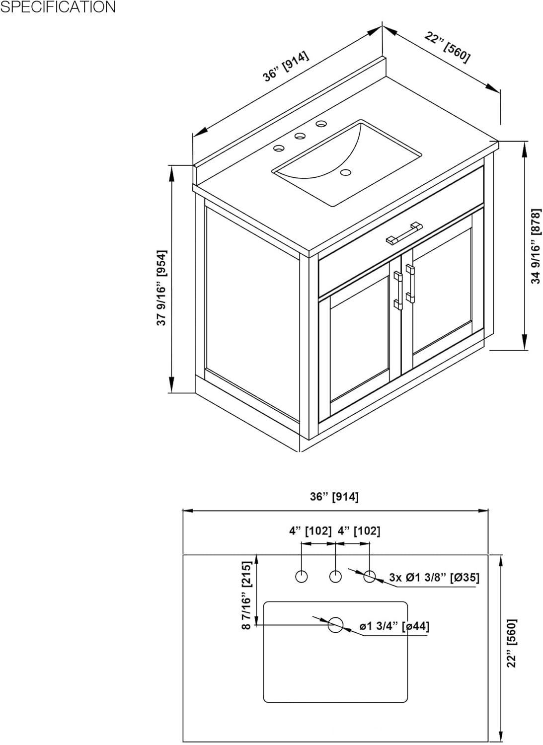 OVE Decors Bailey Single Bathroom Vanity with Premium Countertop