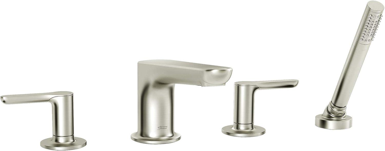 American Standard Studio S 2-Handle Deck-Mount Roman Tub Faucet for Flash Rough-in Valve with Hand Shower in Brushed Nickel