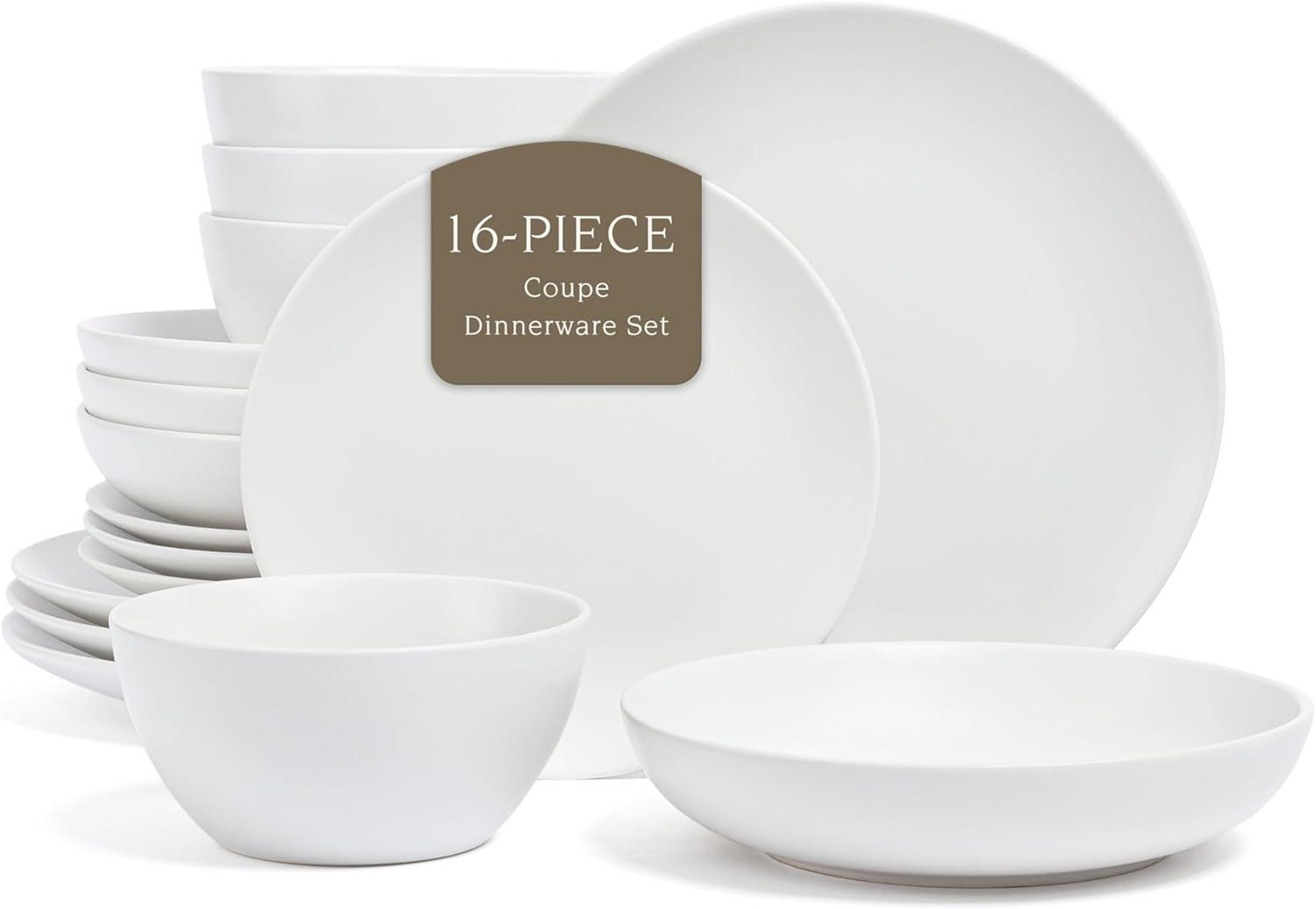 over&back Coupe 16-Piece Semi Hand-Finished Stoneware Dinnerware Set, Service for 4