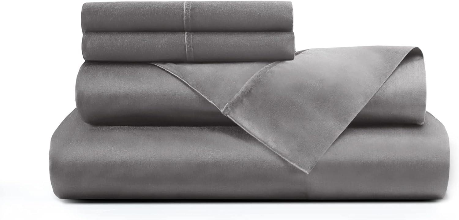Hyde Lane California King Sheets - 1000 Thread Count Luxury Cotton, Deep Pocket Fitted Sheet Set, Soft & Breathable Sateen Weave, Durable & Elegant Bedding (Grey)