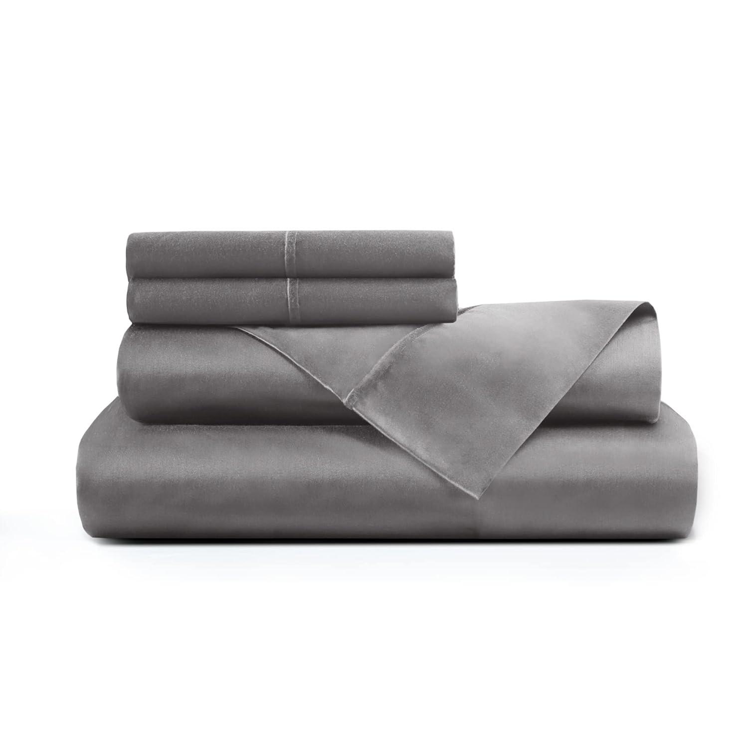 Hyde Lane Luxury 1000 Thread Count 100% Cotton Sheets | Very Soft & Thick - Fits Upto 20" Mattress | Sateen Weave Bed Sheets 18" Deep Pocket- 4 PC Sheet Set (Grey, California King)