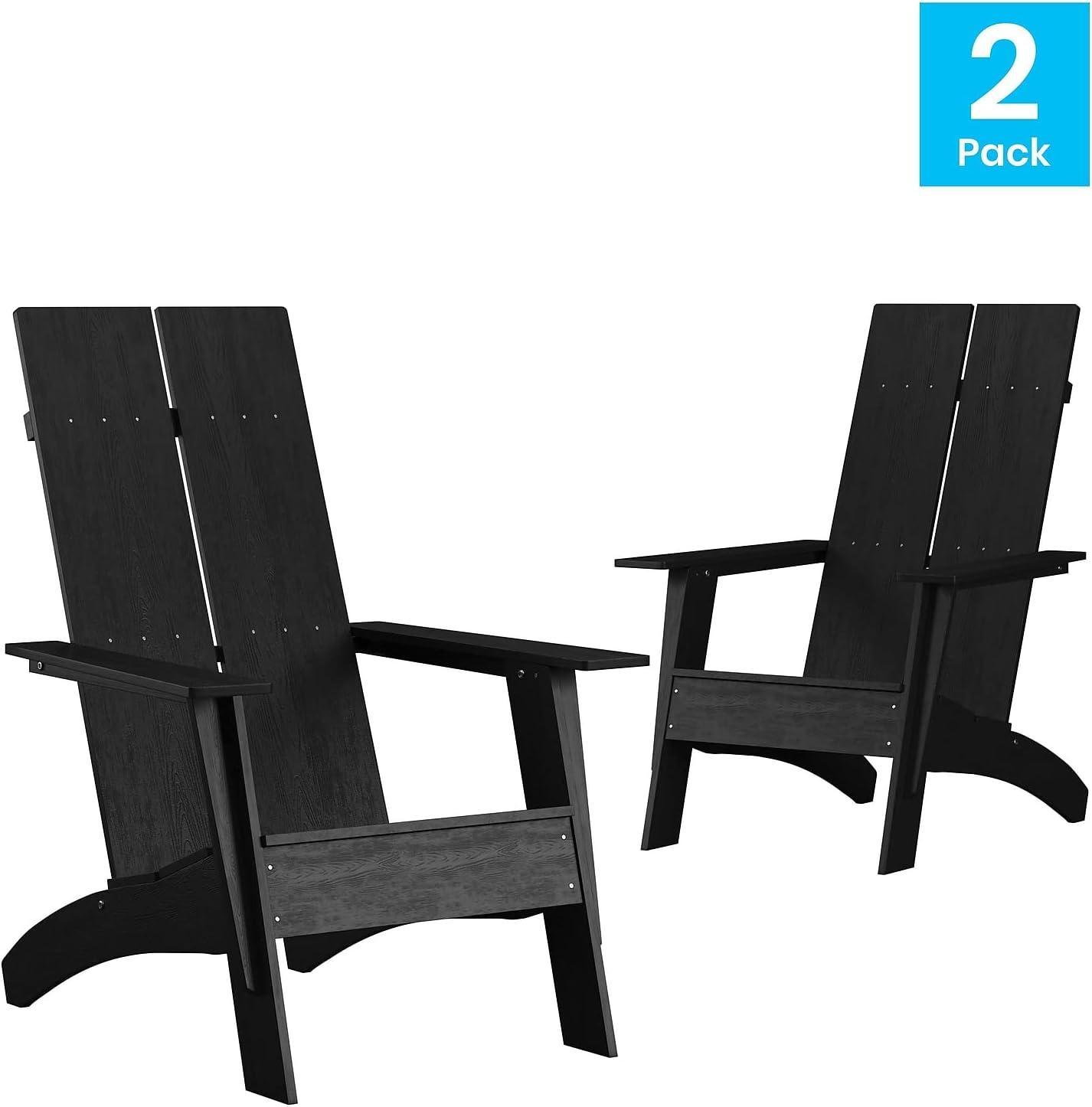 Flash Furniture Set of 2 Sawyer Modern All-Weather Poly Resin Wood Adirondack Chairs