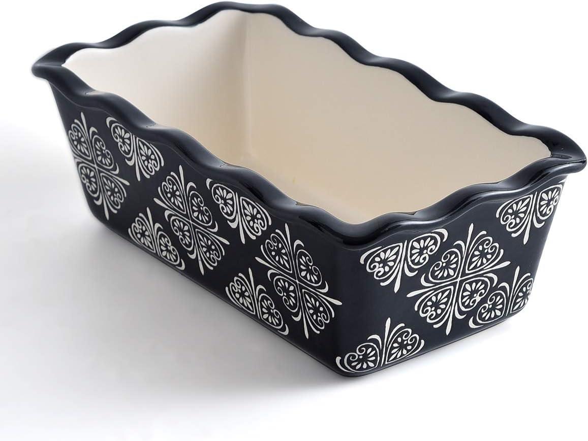 Black and White Rectangular Ceramic Nonstick Bread Pan