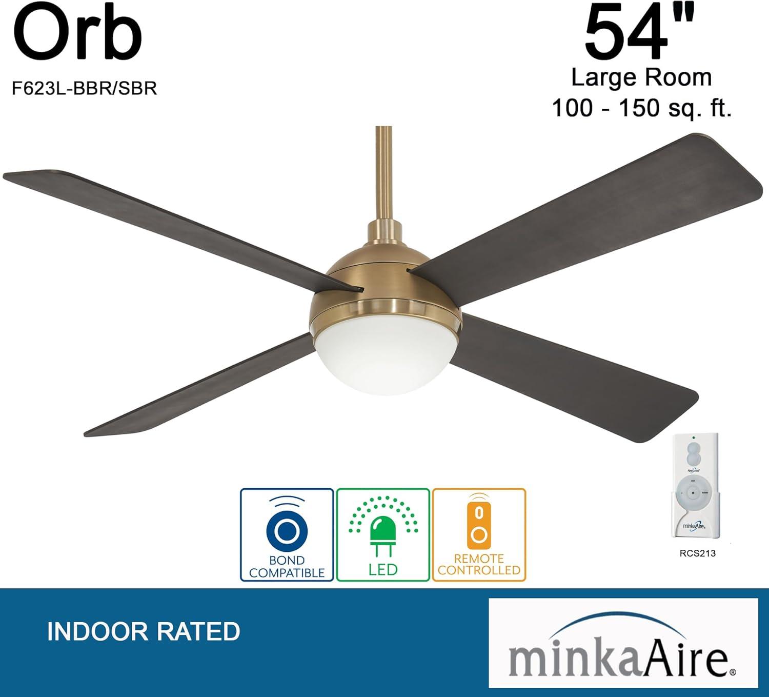 54" 4 - Blade LED Standard Ceiling Fan with Remote Control and Light Kit Included