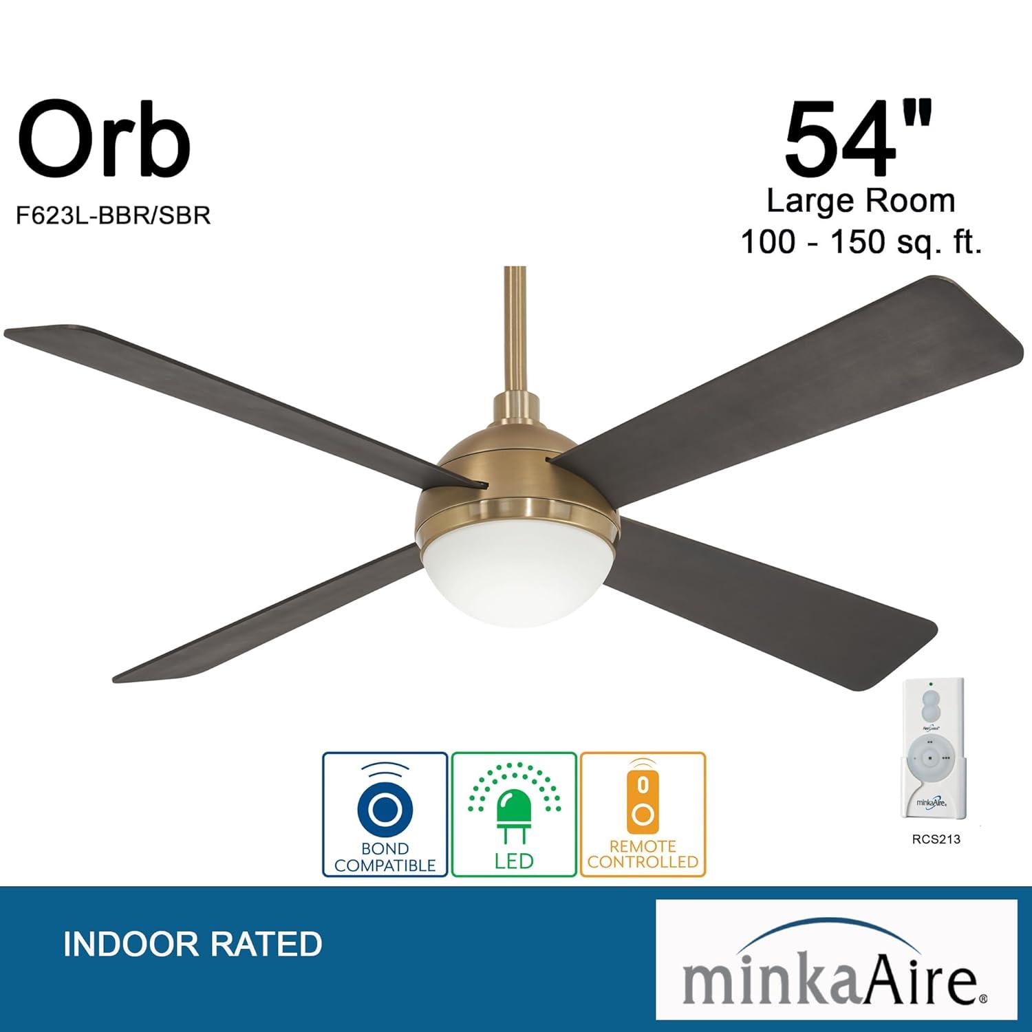 54" 4 - Blade LED Standard Ceiling Fan with Remote Control and Light Kit Included