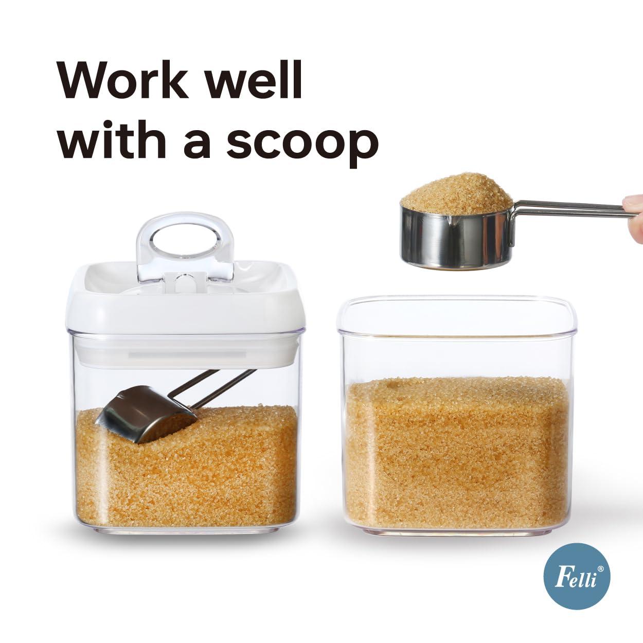 Felli Flip Tite Food Storage Container 5" LARGE Size Airtight Lid Lock Top, Stackable Kitchen Canister for Space Saving, Pantry Fridge Cupboard Organizer, Spice Seasoning Pet Treats Snack (1.1 qt)