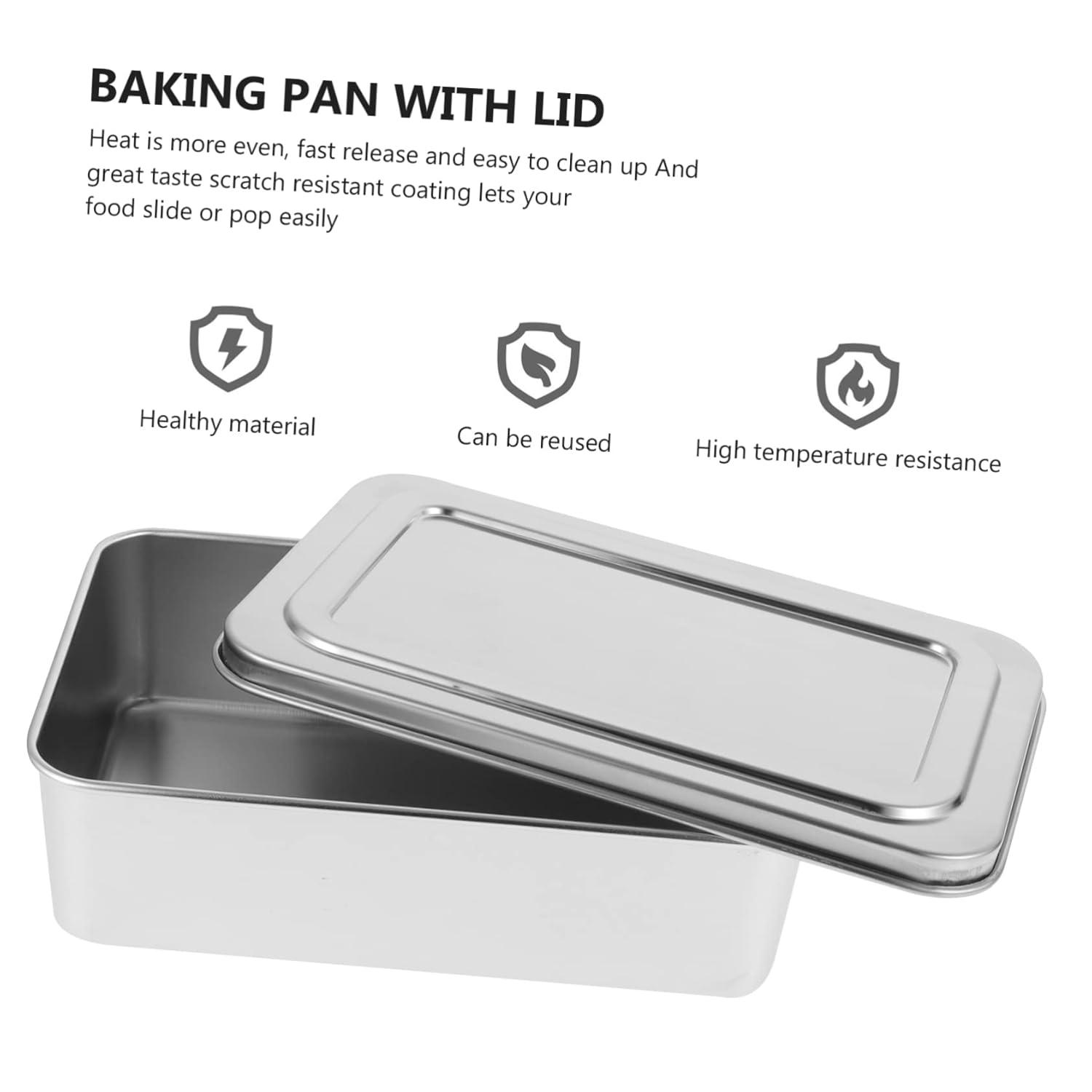 TABLZONE Stainless Steel Baking Tray Silver Oven Pan for Home Use with Lid