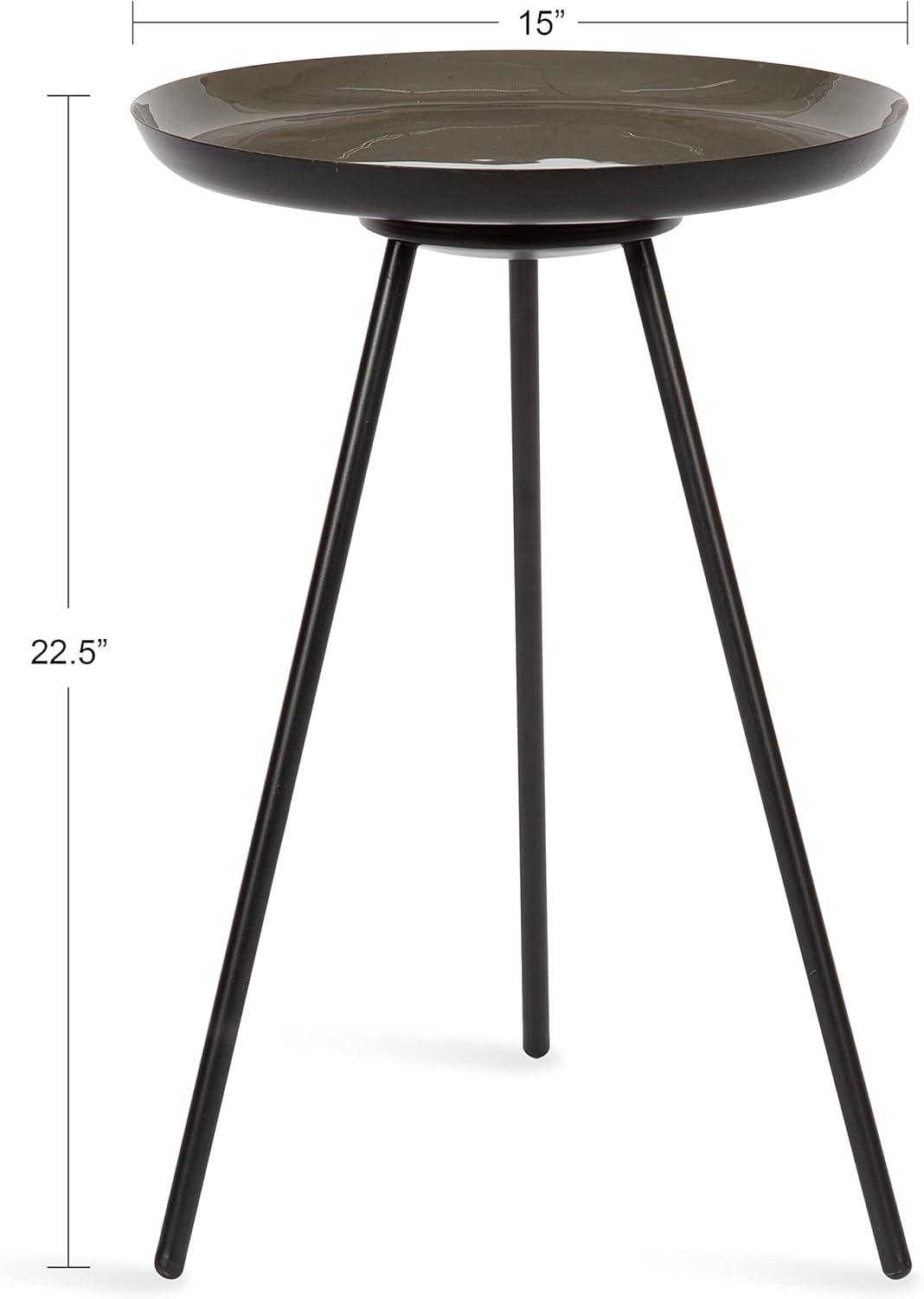 Kate and Laurel Laranya Round Metal Side Table, 15x15x22.5, Brown and Black