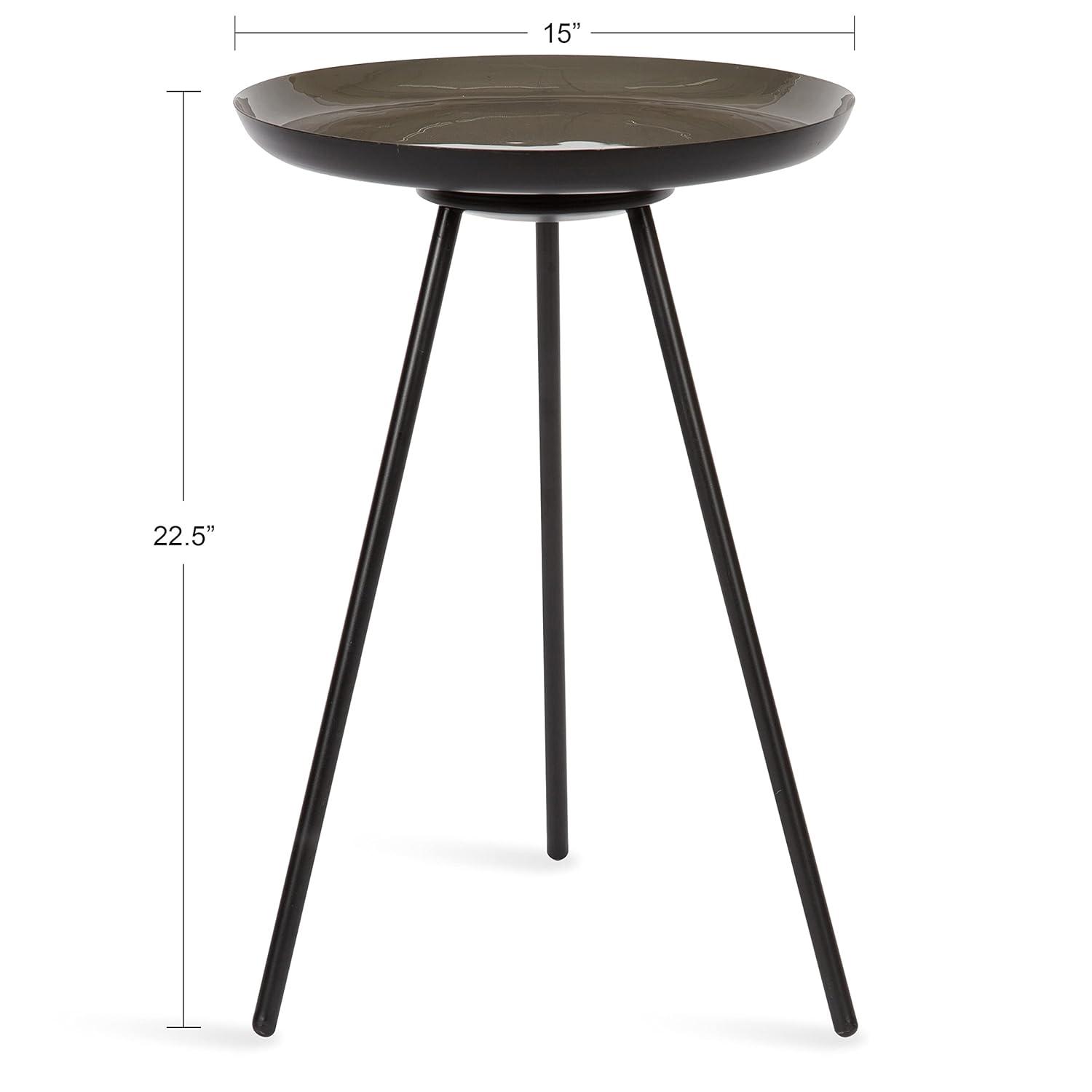 Kate and Laurel Laranya Round Metal Side Table, 15x15x22.5, Brown and Black
