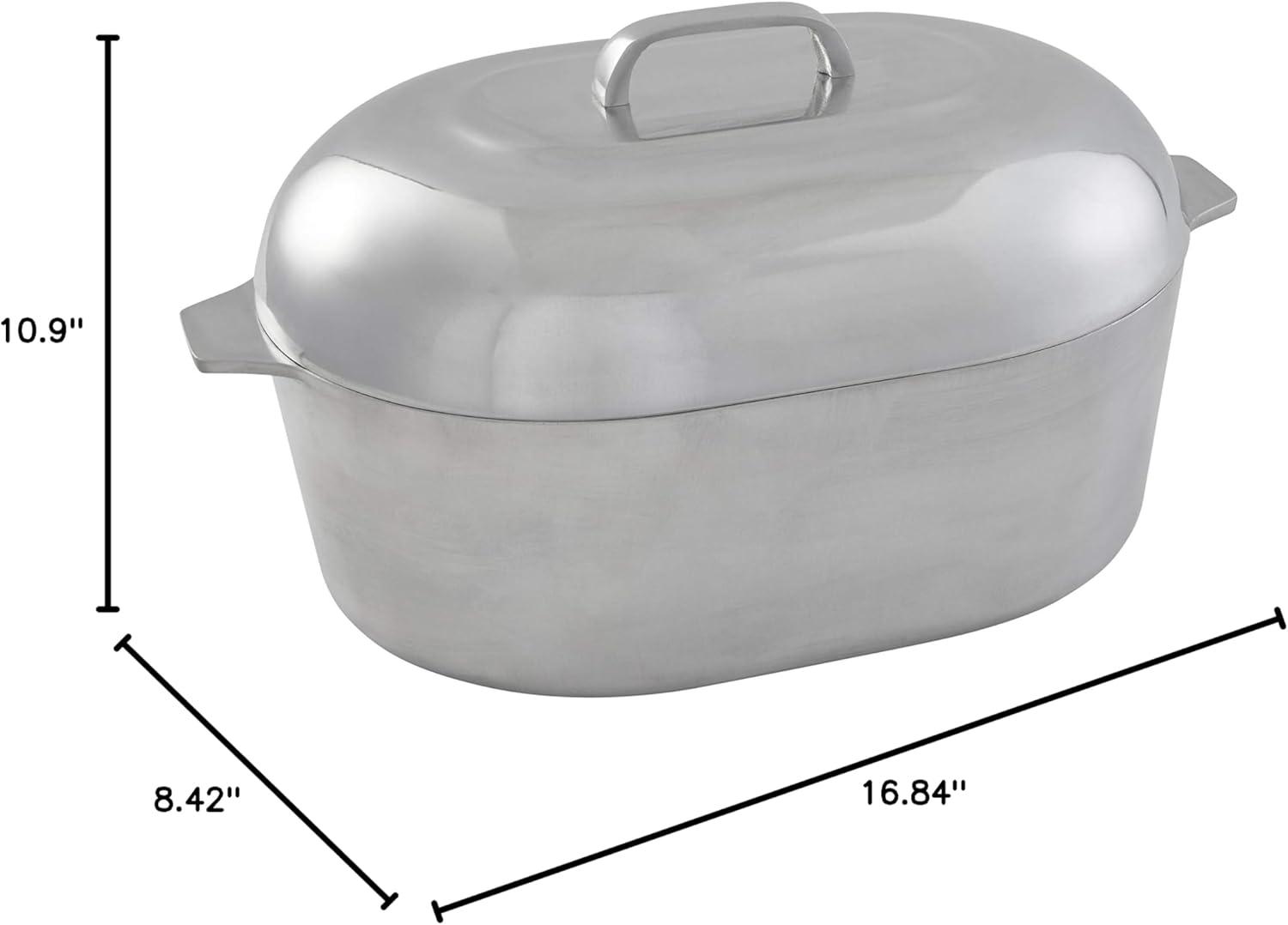 IMUSA 15in H. Cajun Cast Aluminum Oval Roaster with Lid & Tray