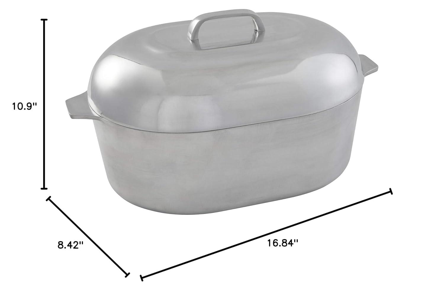 IMUSA 15in H. Cajun Cast Aluminum Oval Roaster with Lid & Tray