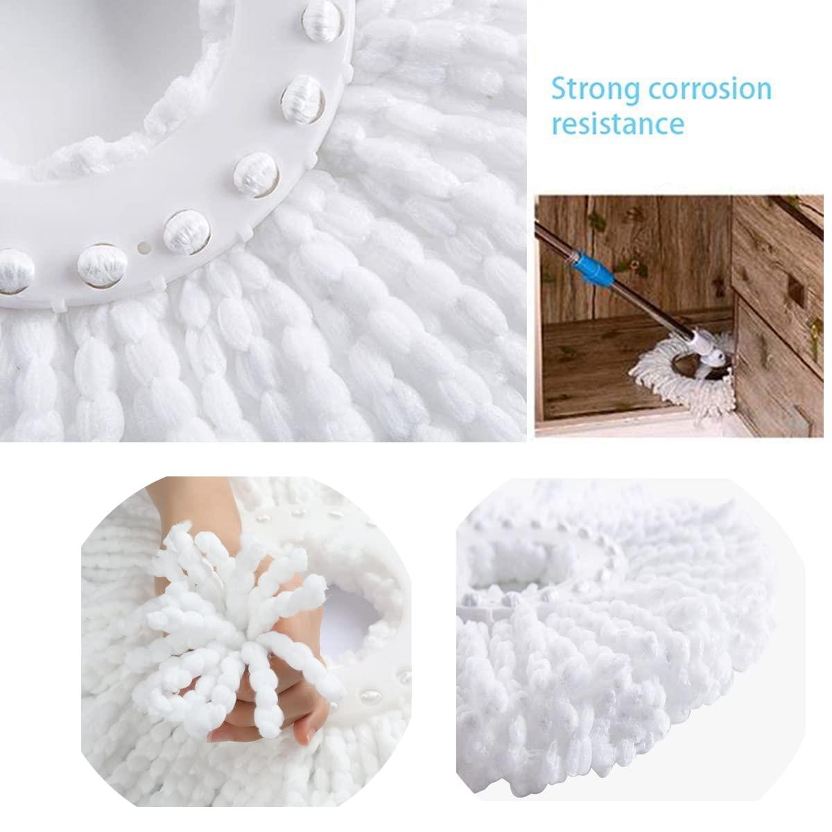 5 PCS Microfiber Replacement Mop Head Spin Mop Head Replacement 5-Pack, Microfiber Refill Heads Universal for 360 Spin Magic Mopping, Round Shape Standard Size White