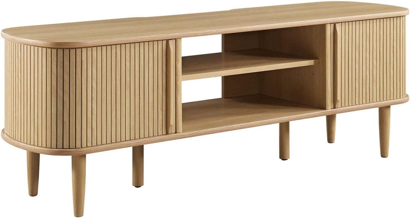 Contour Oak 55" Mid-Century Modern TV Stand with Cabinets