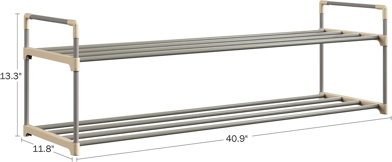 Shoe Rack - 2-Tier Shoe Organizer for Closet, Bathroom, Entryway - Shelf Holds 10 Pairs Sneakers, Heels, Boots by Home-Complete (Gray)