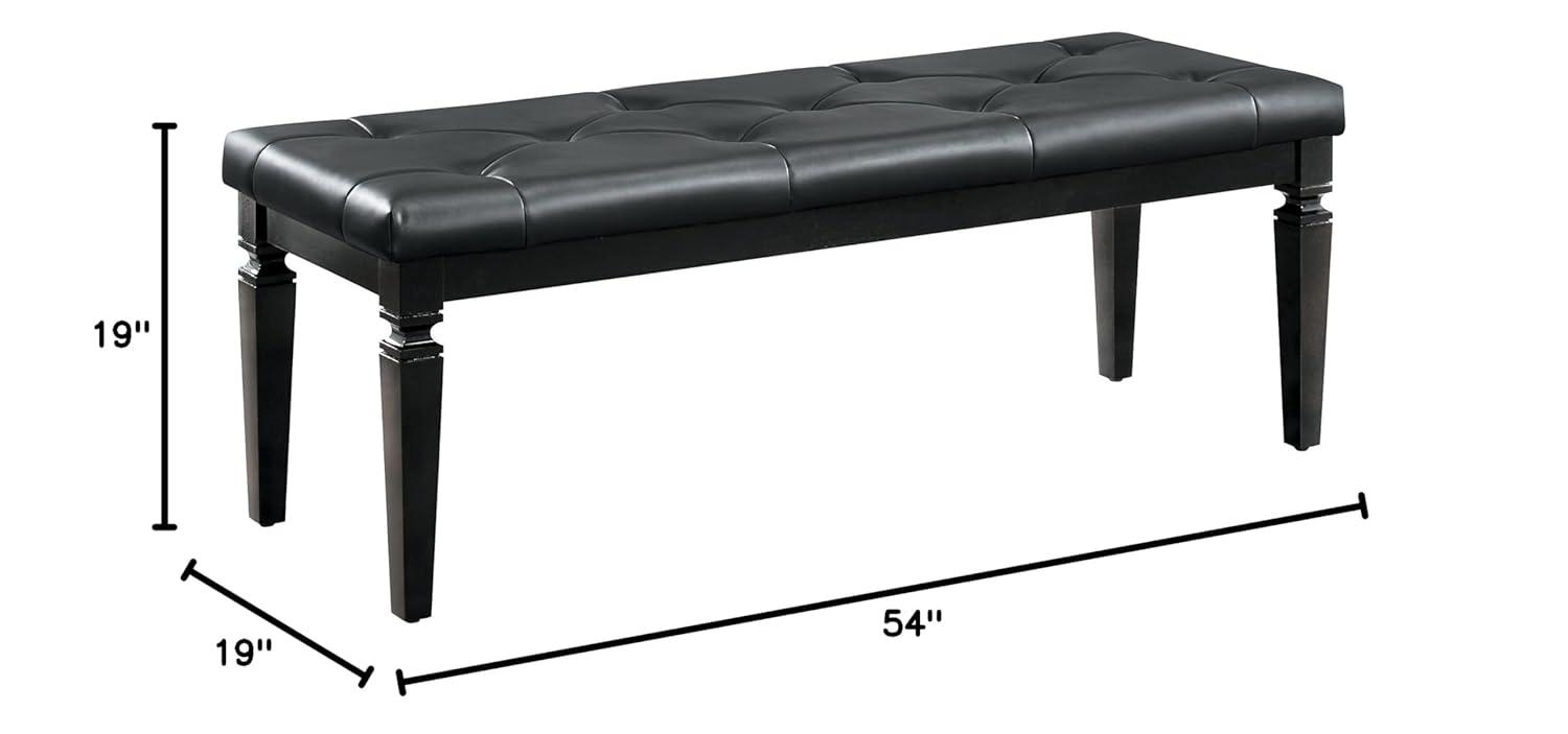 Faux Leather Tufted Wooden Bed Bench, Black - Saltoro Sherpi
