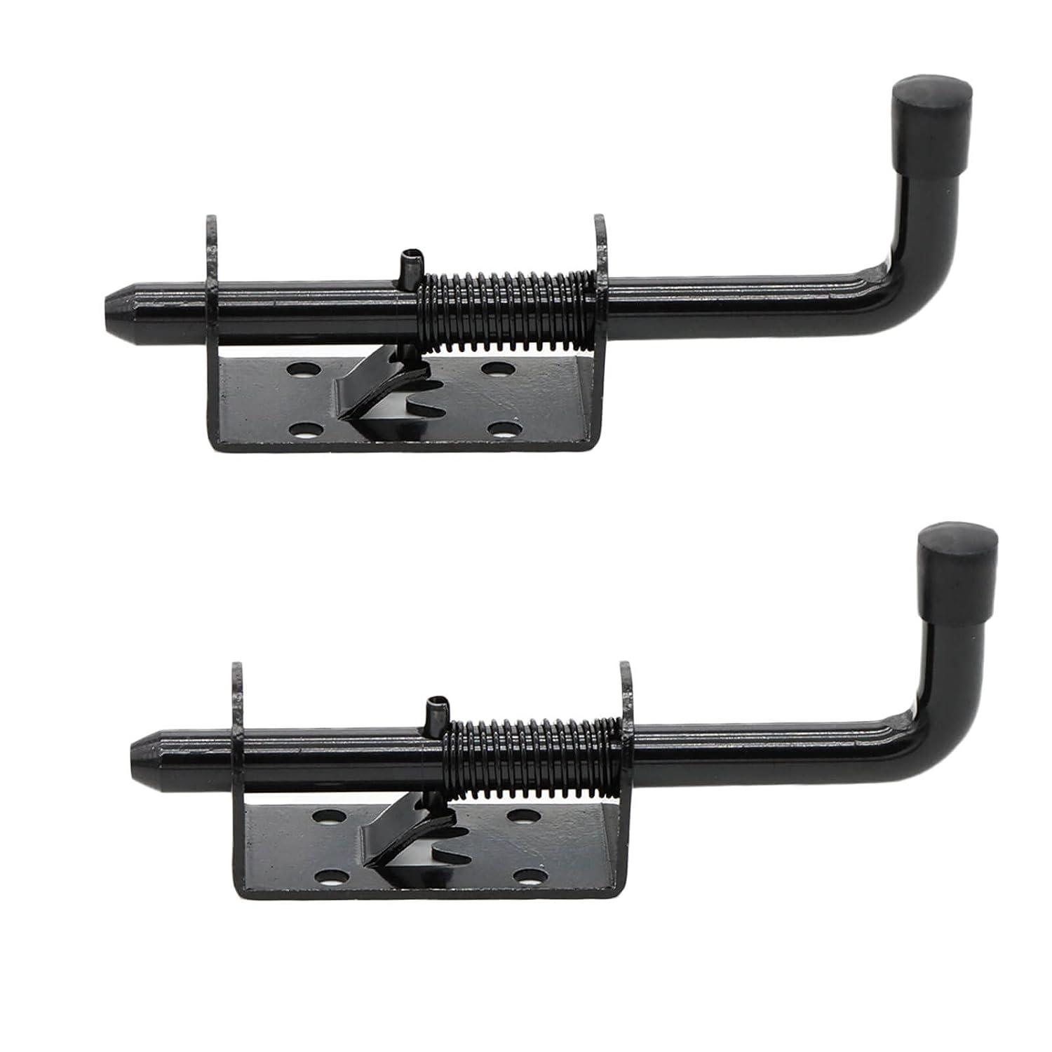 5 Inch Spring Loaded Latch Bolt, Heavy Duty Spring Loaded Latch Pin Door Lock,1/2" Pin Shed (2, Black)
