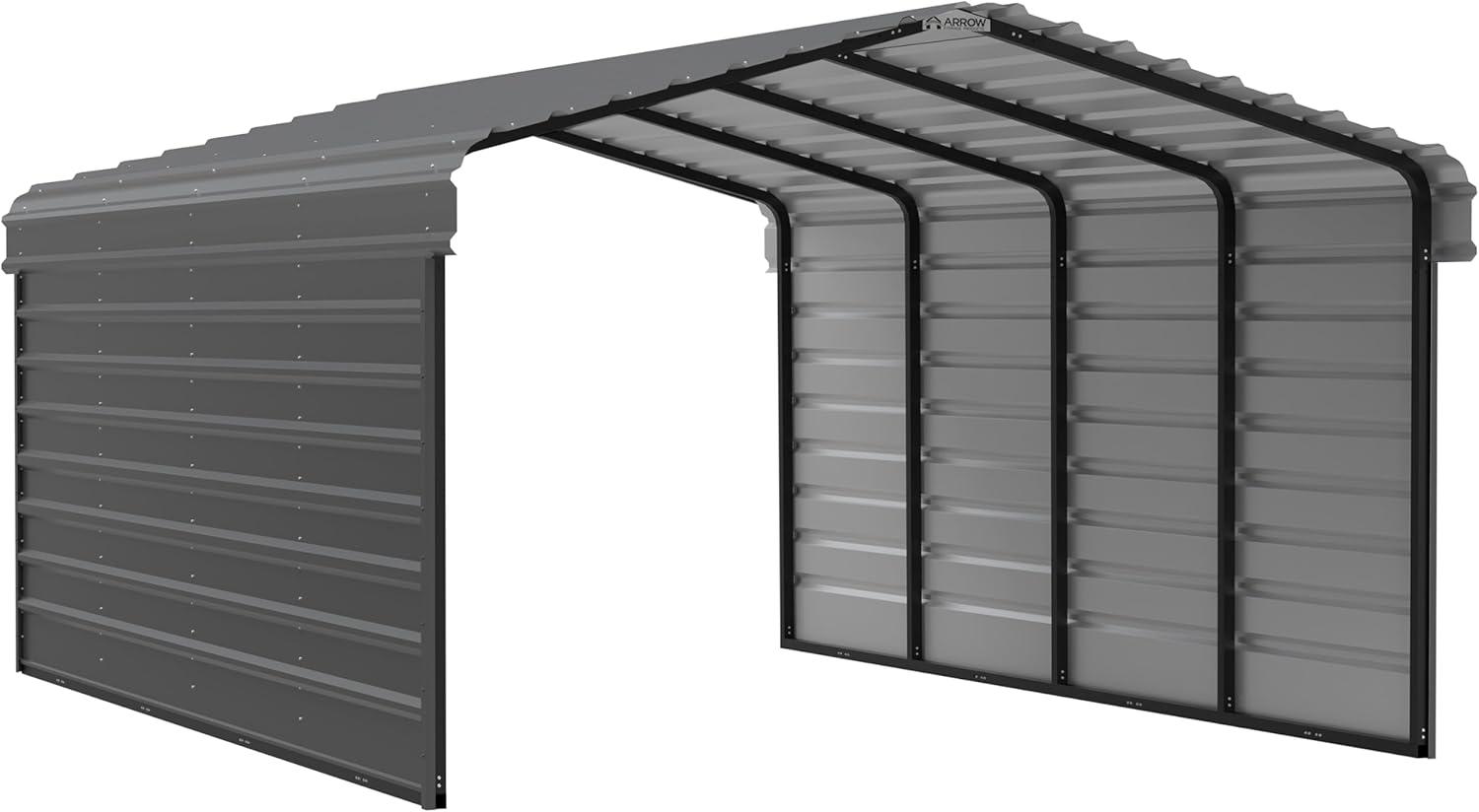 Arrow Arrow Steel Carport with 2 Side Wall Kits, 12x20x07