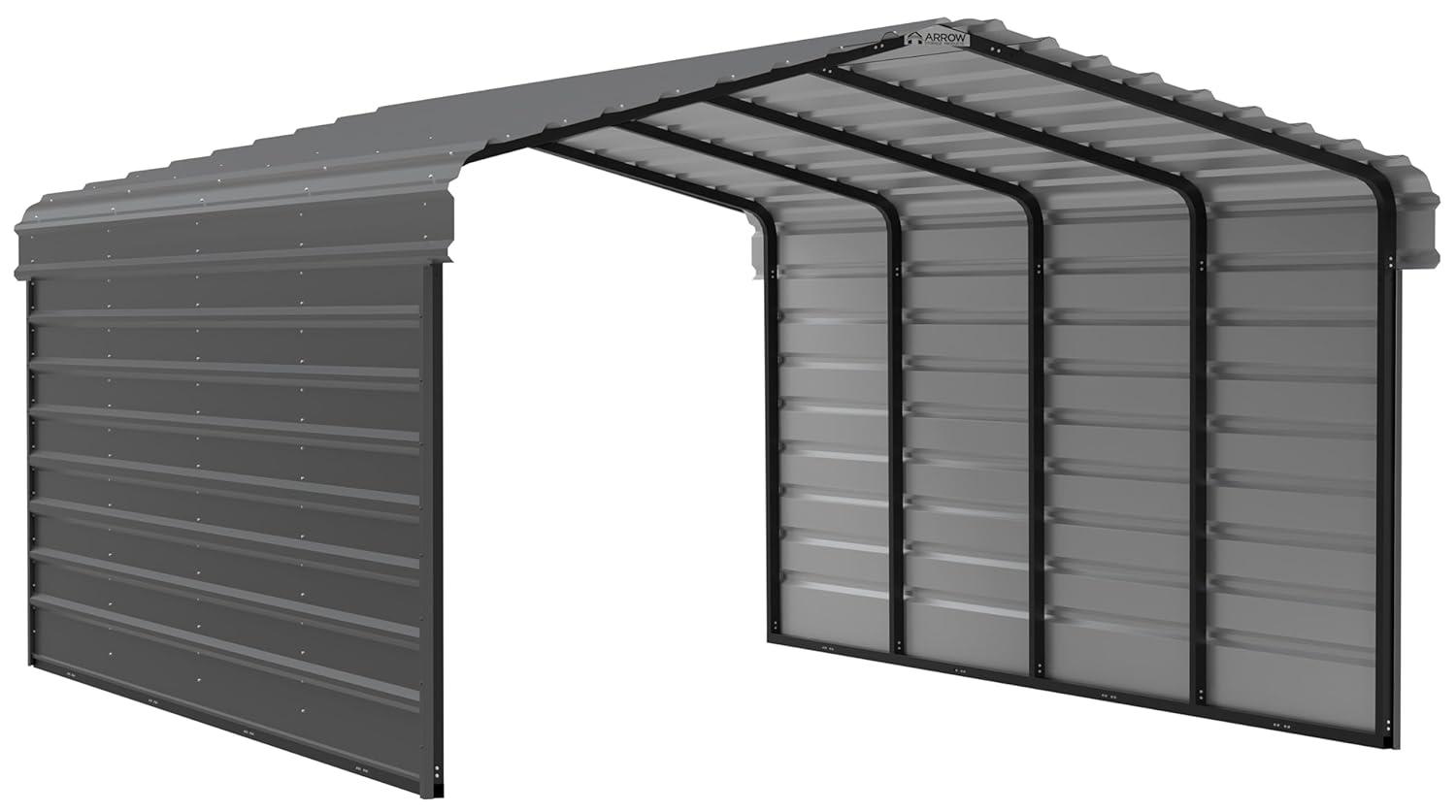 Arrow Arrow Steel Carport with 2 Side Wall Kits, 12x20x07
