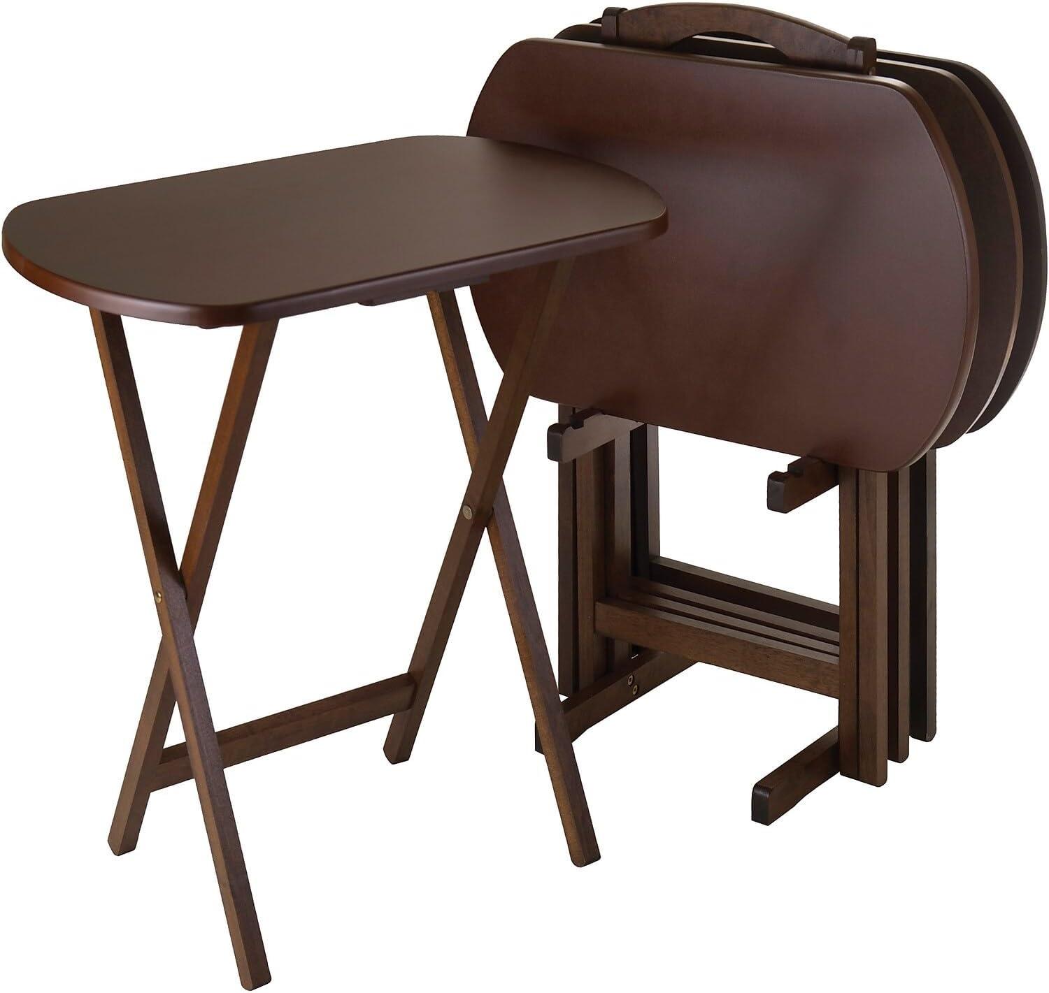 Winsome Corbett 5-Piece Oversize Snack Table Set, Walnut Finish