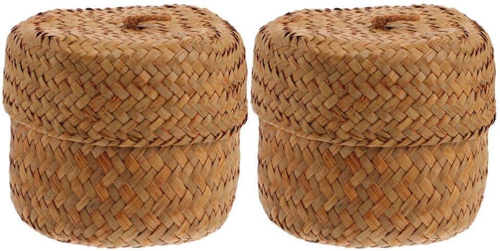 2 Pcs Sea Small Basket with Lid Flower Box Woven Gift Practical
