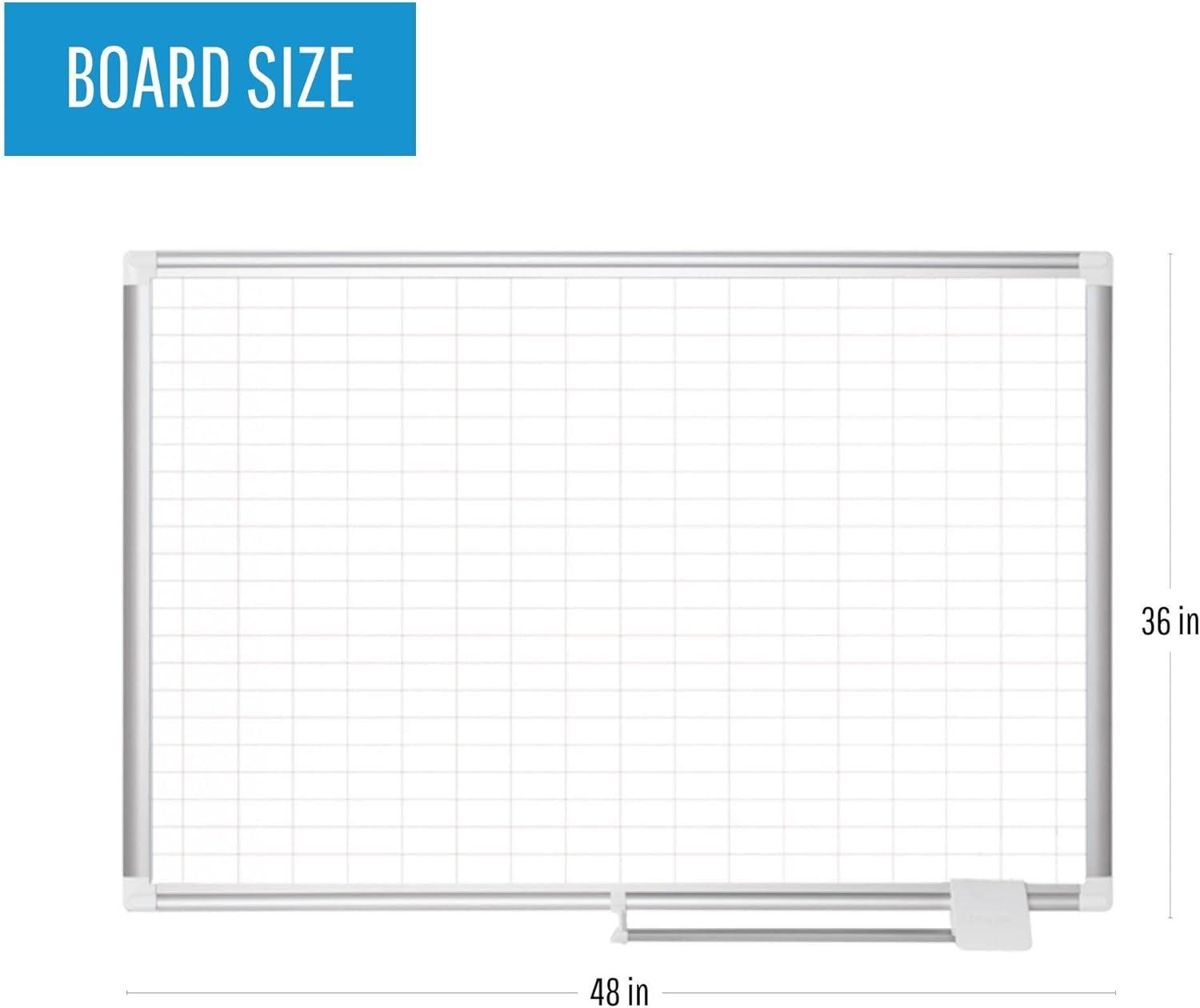 Grid Planning Board, 1 x 2 Grid, 48 x 36, White/Silver