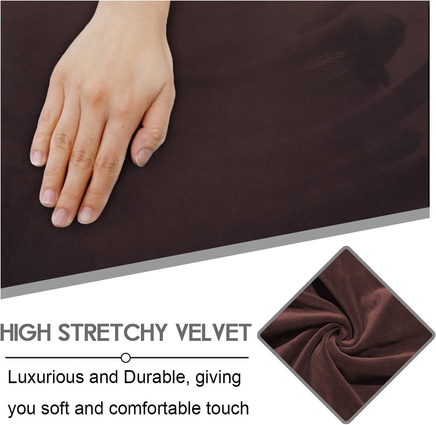 ULTICOR Velvet 8-Pieces Recliner Sofa Covers Stretch Reclining Couch Covers for 3 Cushion Reclining Sofa Slipcovers Furniture Covers Thick Soft Washable (3 Seater Recliner Cover, Chocolate) 3 Seater Recliner Cover Chocolate