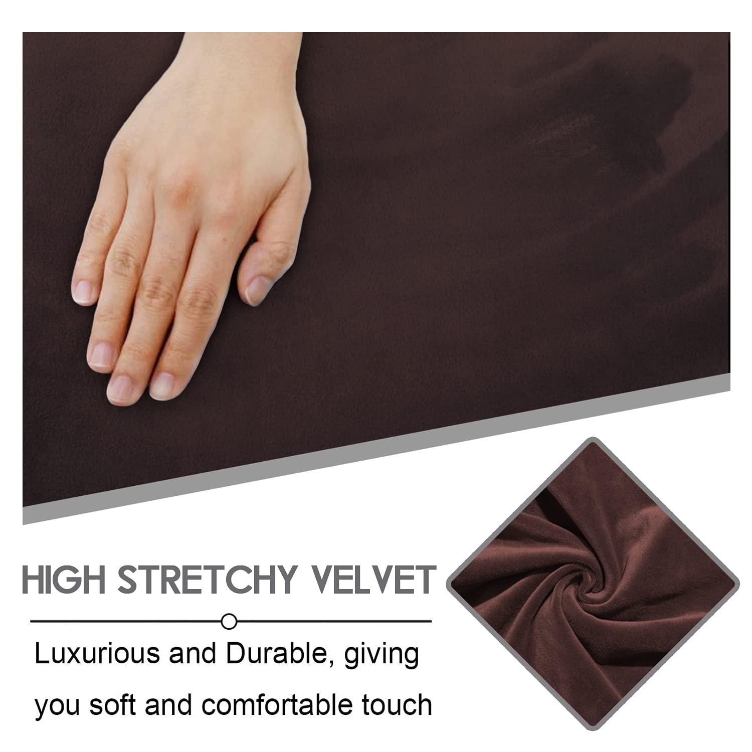 ULTICOR Velvet 8-Pieces Recliner Sofa Covers Stretch Reclining Couch Covers for 3 Cushion Reclining Sofa Slipcovers Furniture Covers Thick Soft Washable (3 Seater Recliner Cover, Chocolate) 3 Seater Recliner Cover Chocolate