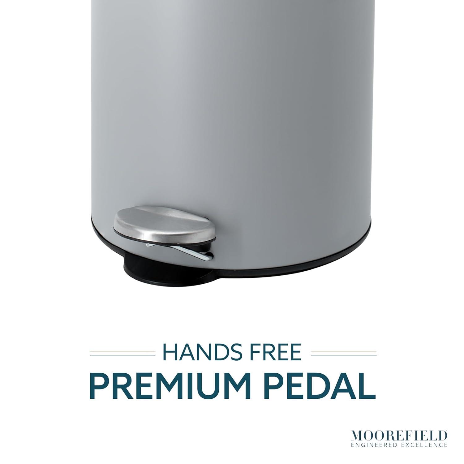 Round slow-close bathroom wastebin with premium pedal and lid (5L)