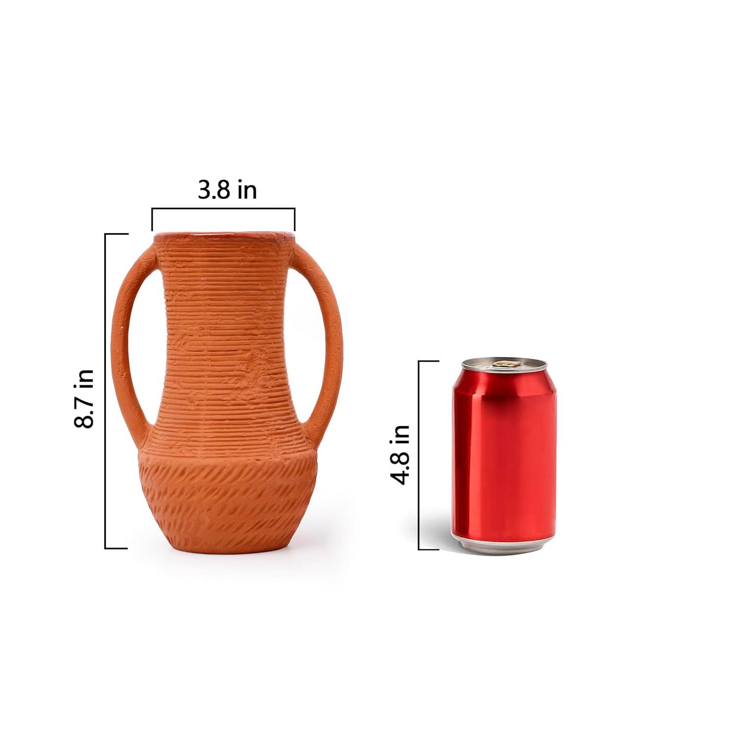 Terracotta Vases Sets, Farmhouse Decor, Ceramic Vase for Flower, Wide Mouth Rustic Home Decor Vases for Flowers, Living Room,Table,Shelf and Accessories (3)