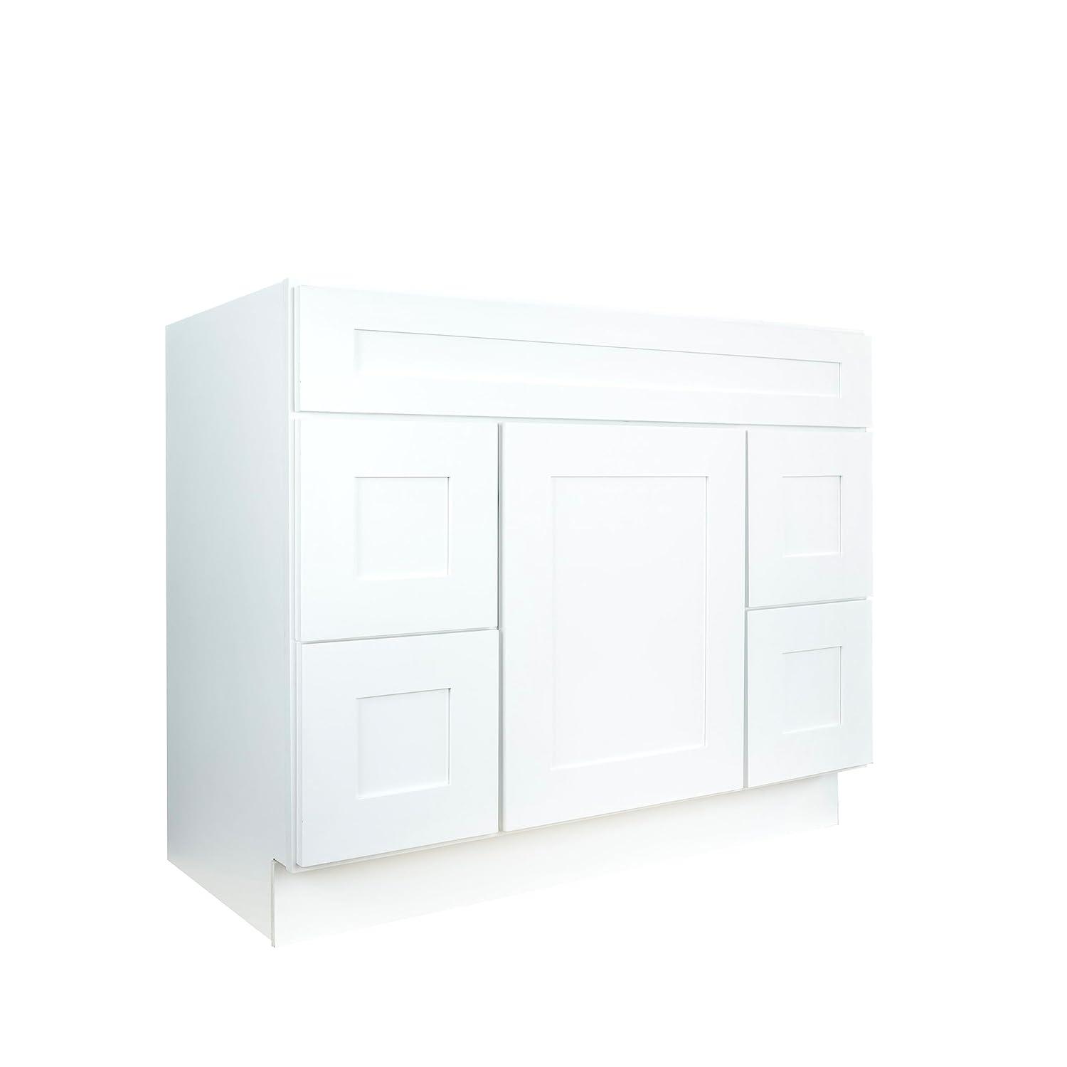 White Shaker Freestanding Bathroom Vanity with Drawers