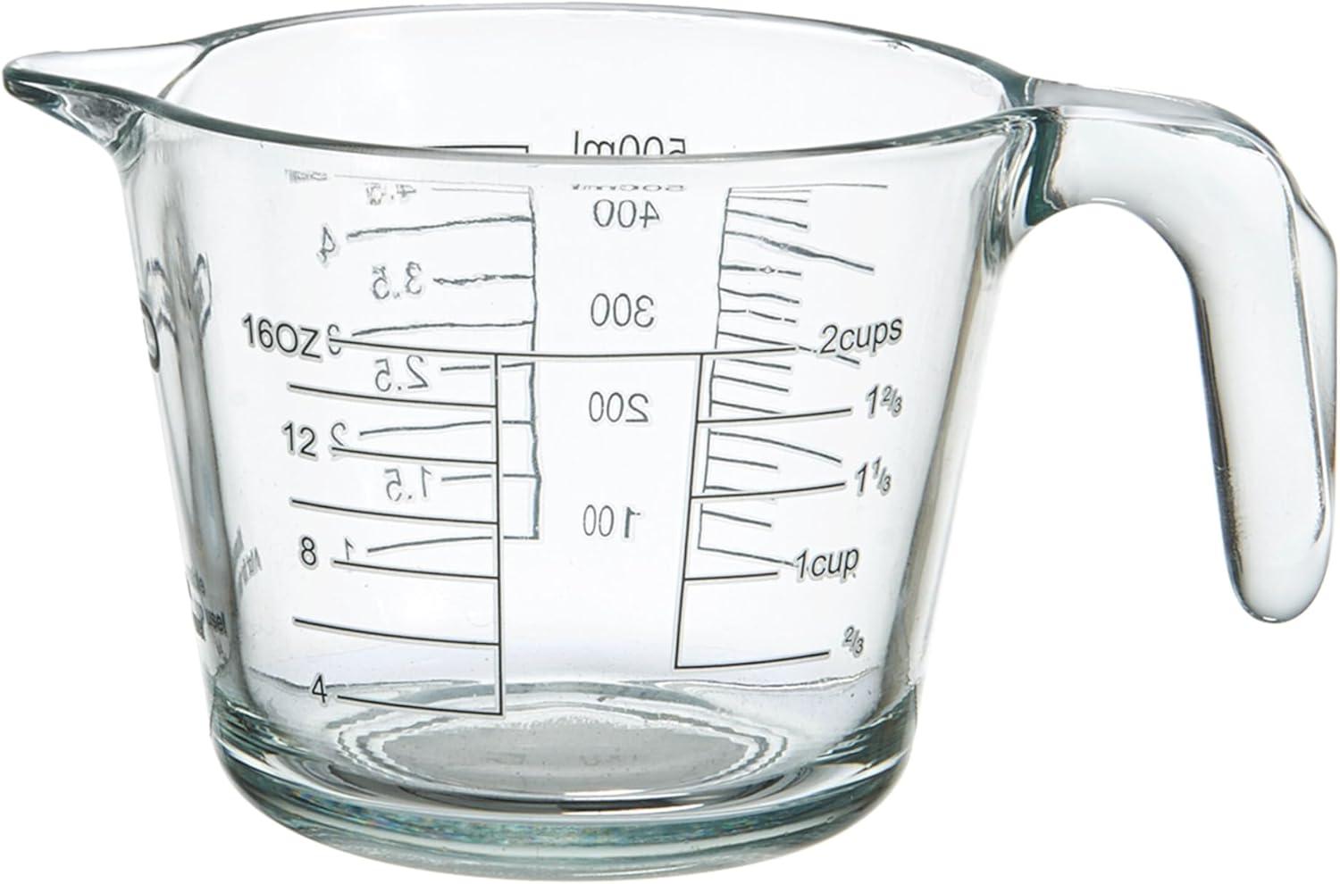 Clear Borosilicate Glass 2-Cup Measuring Cup with Easy Grip Handle