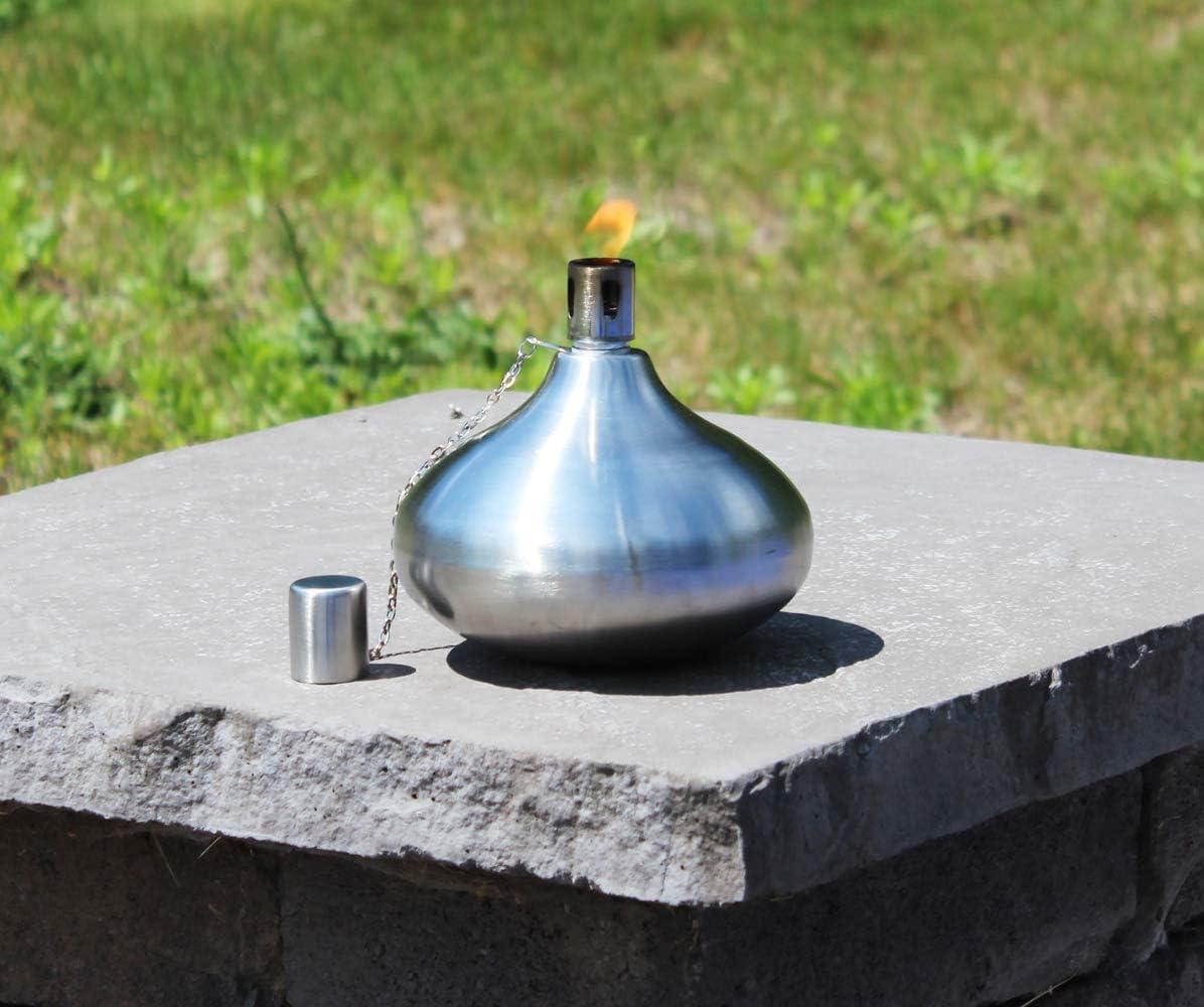 Seraphic Metal Citronella Torches for Outside - Large 30oz Table Top Torch, Stainless Steel