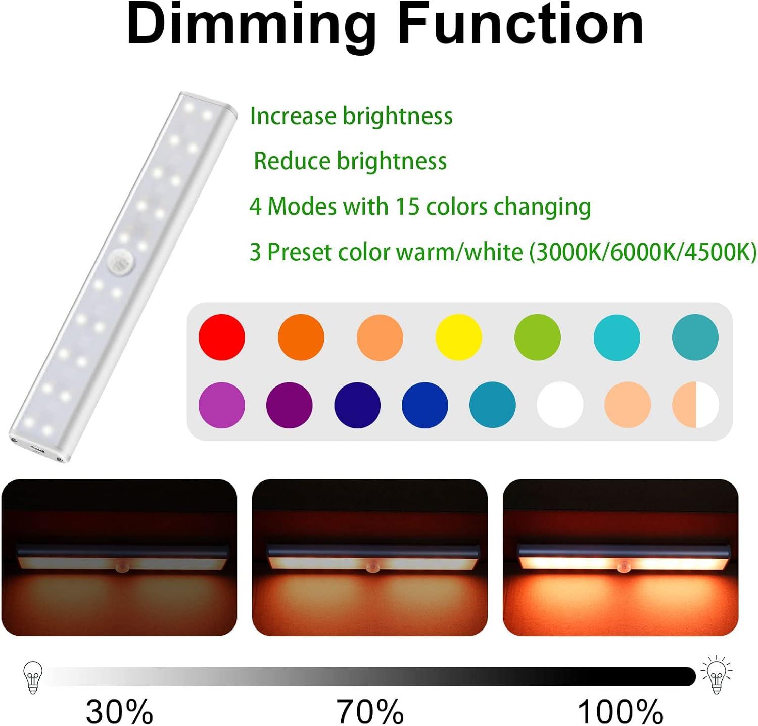 Remote Control RGB Lights Under Cabinet Lighting Rechargeable, 48-LED Wireless Kitchen Counter Lights Closet Light RGB Bar Perfect for Indoor Pantry Display Shelf Hallway 1 Pack, 15 Color Changing