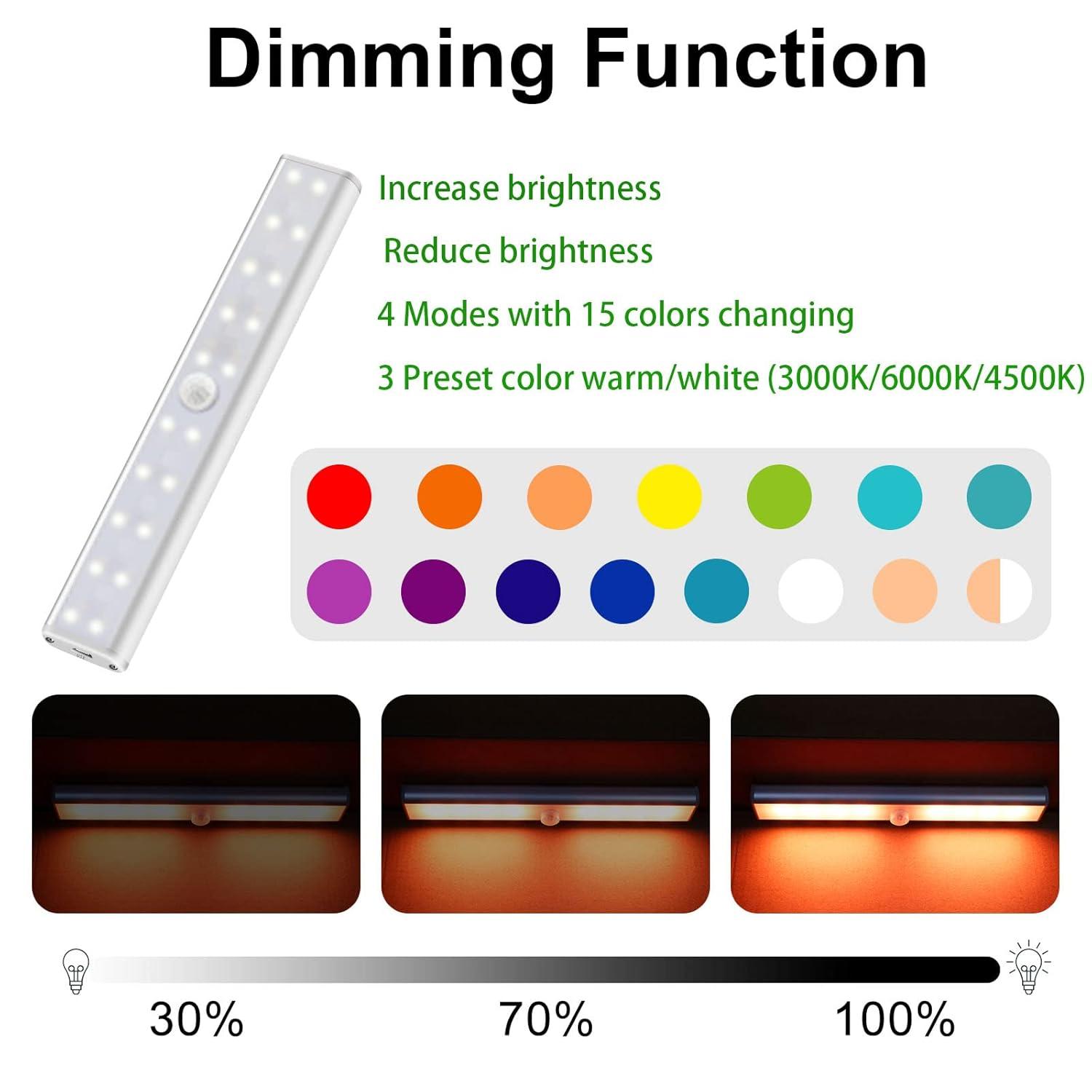 Remote Control RGB Lights Under Cabinet Lighting Rechargeable, 48-LED Wireless Kitchen Counter Lights Closet Light RGB Bar Perfect for Indoor Pantry Display Shelf Hallway 1 Pack, 15 Color Changing