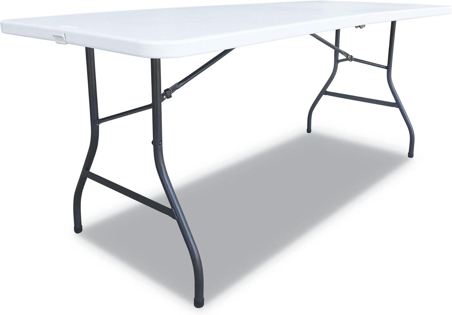 Fold-in-Half Resin Folding Table 72w x 29.63d x 29.25h, White