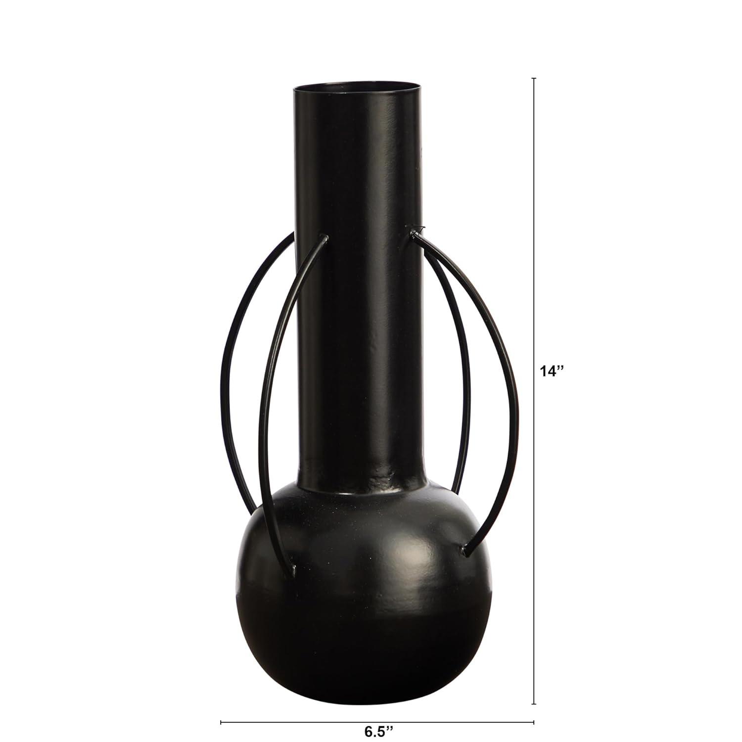 Nearly Natural 14in. Contemporary Metal Vase, Black