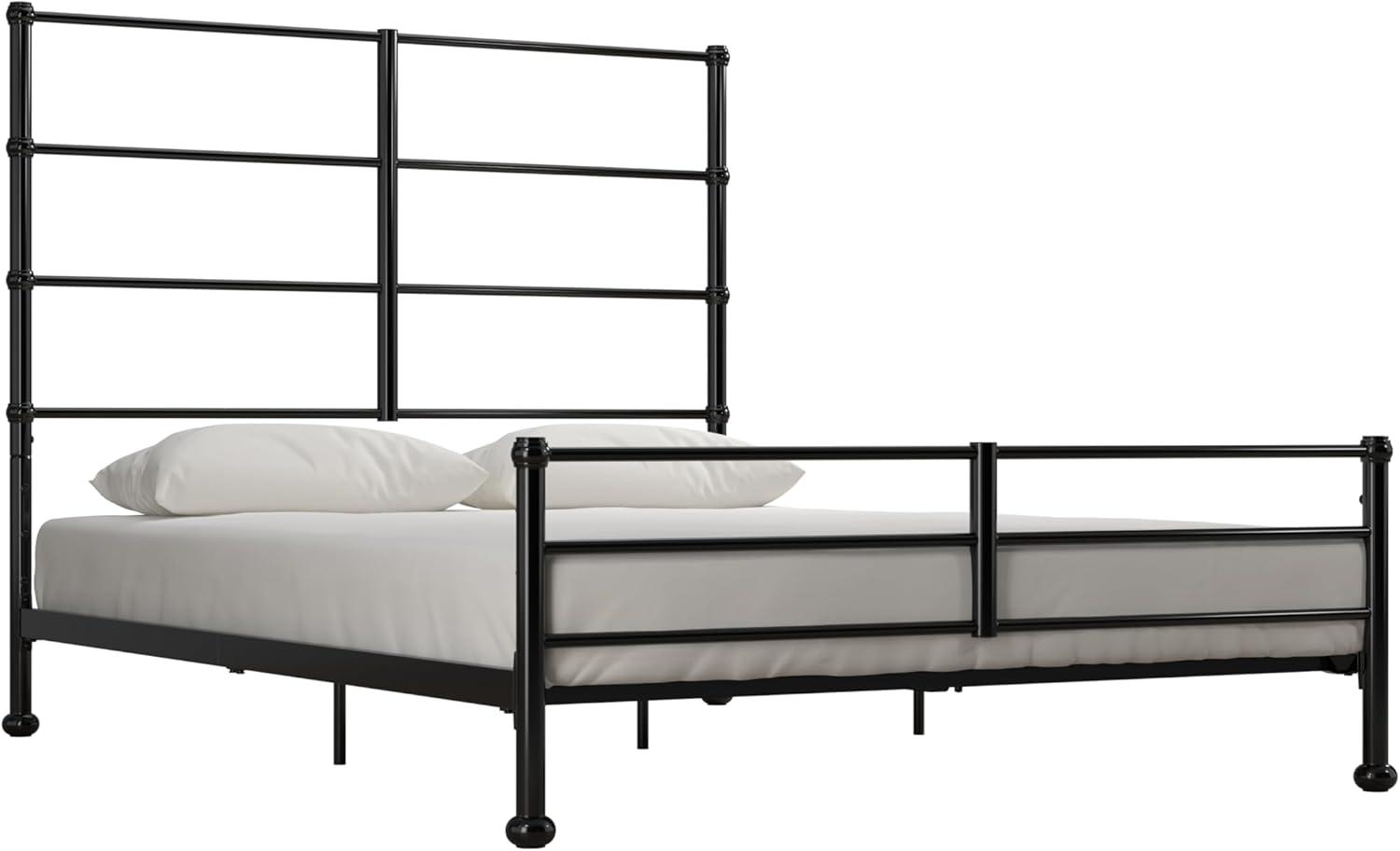 Mr. Kate Mackenzie Metal Platform Bed Frame with 3 Adjustable Mattress Heights Black