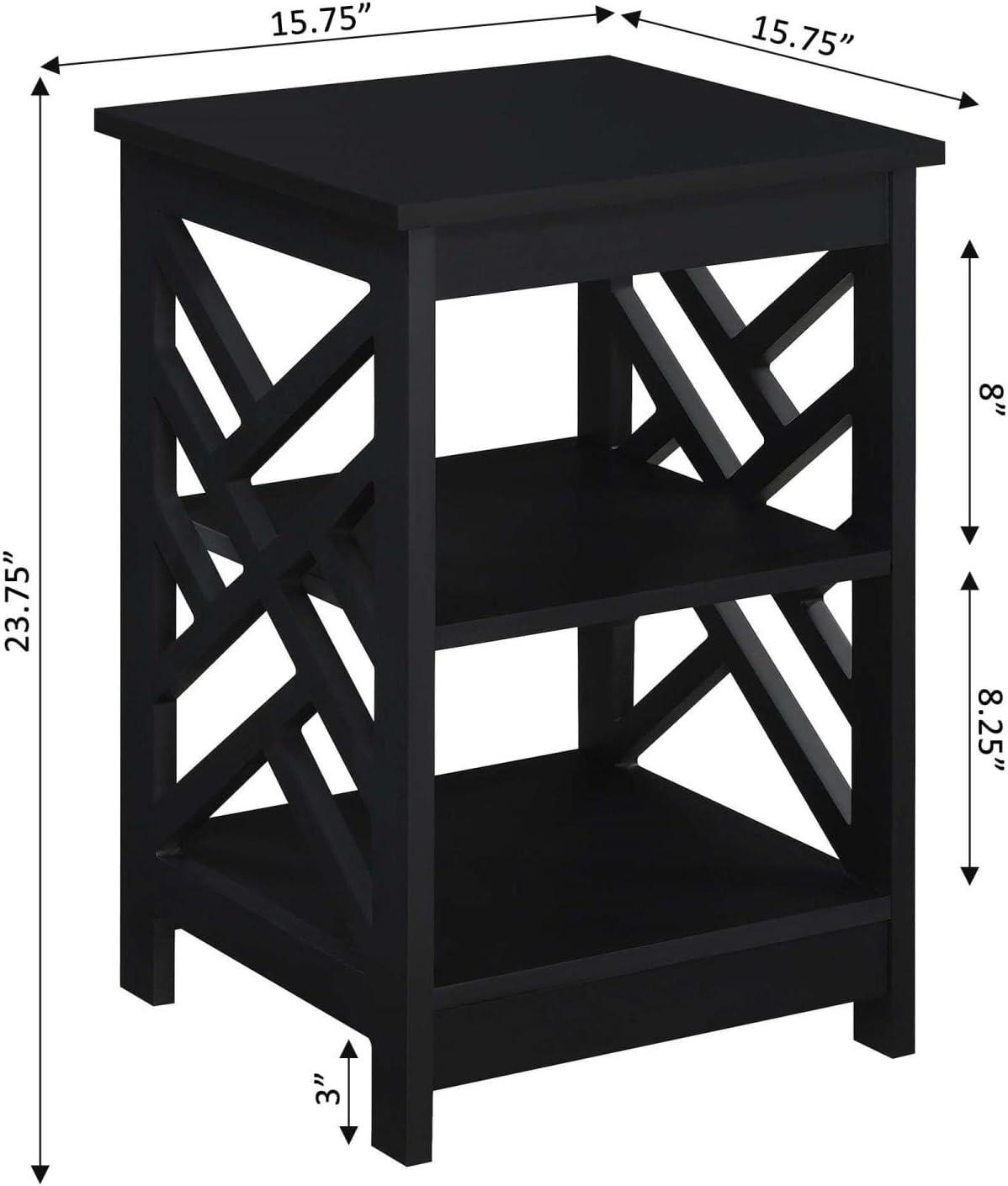 Titan End Table with Shelves Black