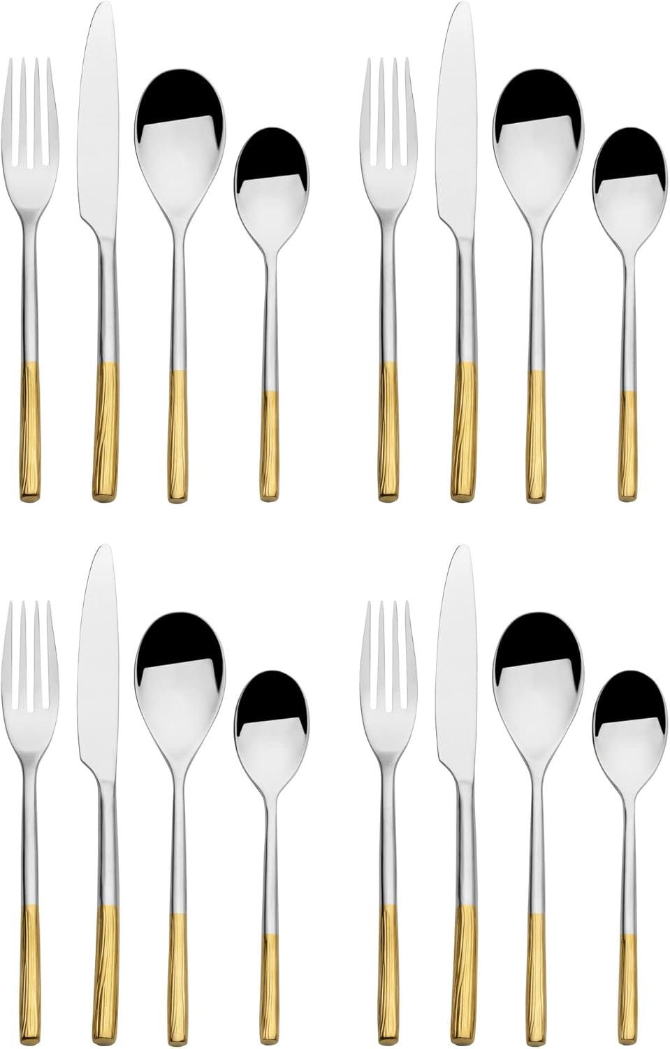 Duval Gold 16-Piece Forged Stainless Steel Flatware Set, Service For 4