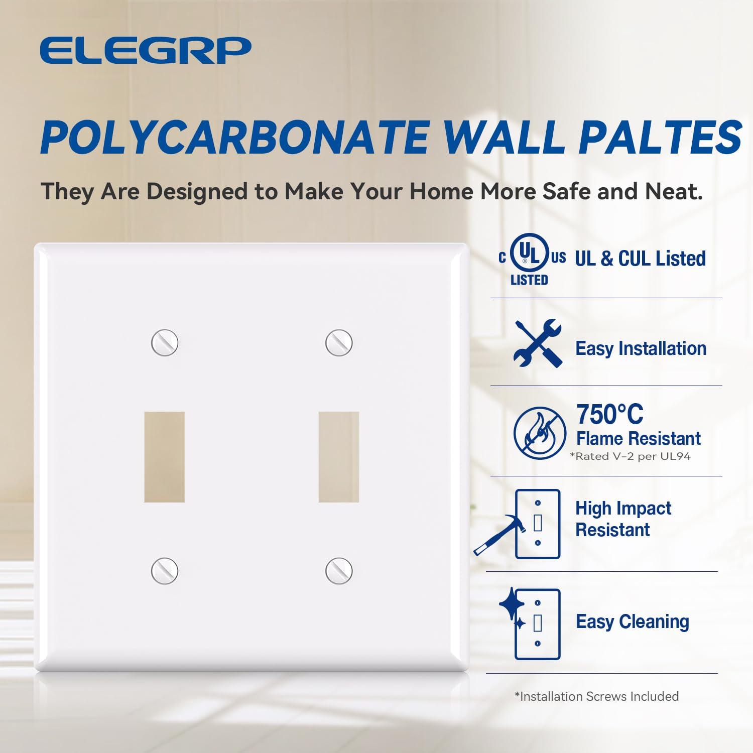 Leviton 2-Gang Plastic Toggle Switch Wall Plate, White