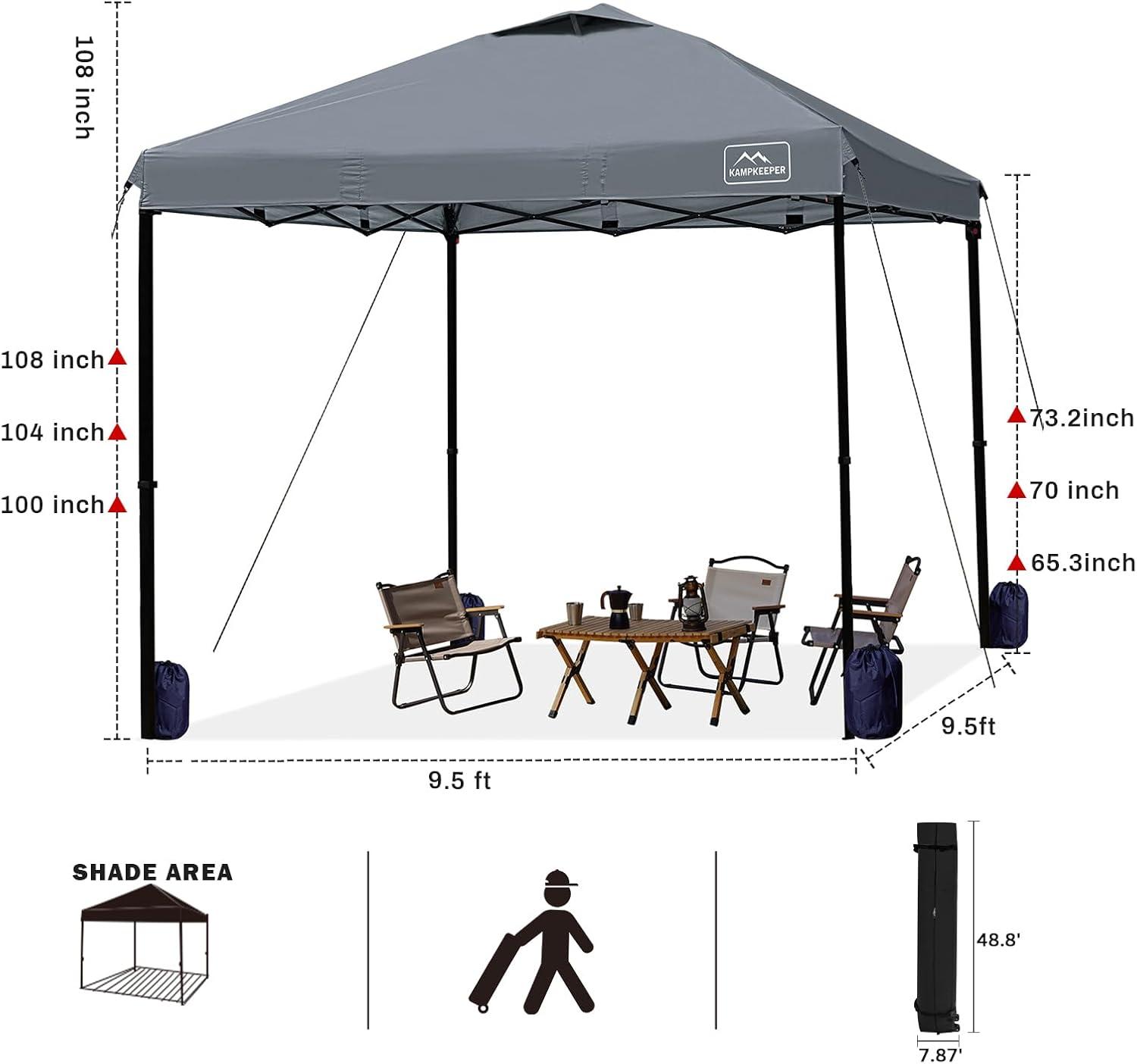 10x10 Dark Gray Waterproof Pop-Up Canopy Tent with Adjustable Legs