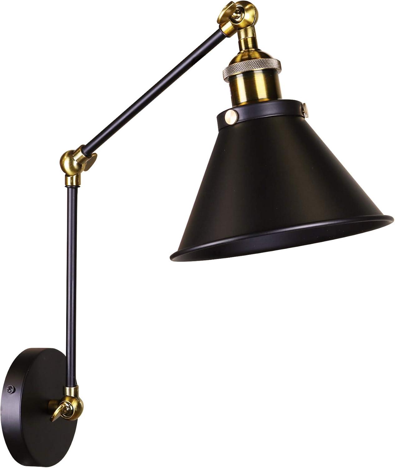 Warehouse of Tiffany Matte Black And Antique Brass 1-Light Wall Sconce LD5057