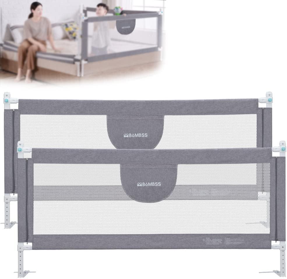 MBQMBSS 2 Pack Toddler Bed Rail Guards for King and Queen Size Beds, Stable Protective Side Railing for Kids Children