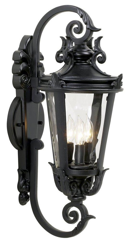 John Timberland Casa Marseille Vintage Rustic Outdoor Wall Light Fixture Black Scroll Arm 21 1/2" Clear Hammered Glass for Post Exterior Barn Deck