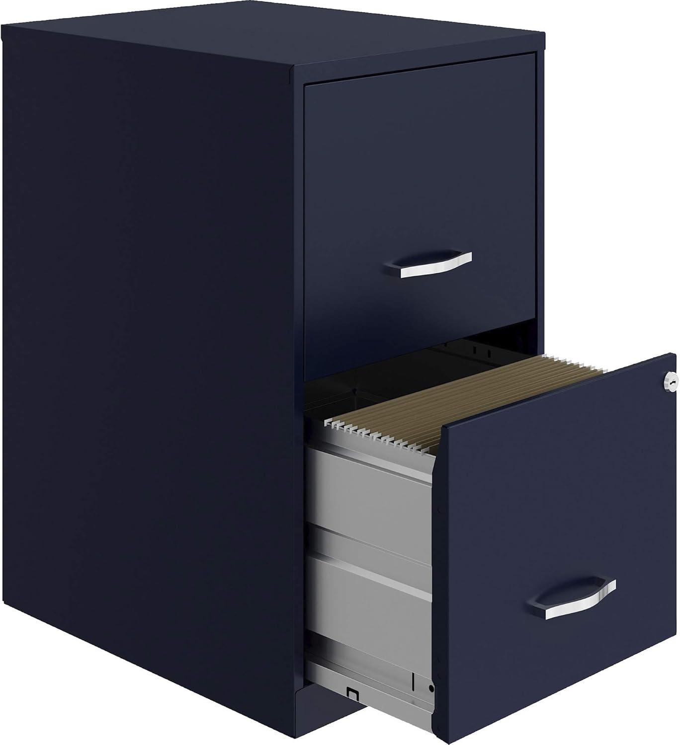 Navy 18" Lockable 2-Drawer Steel File Cabinet