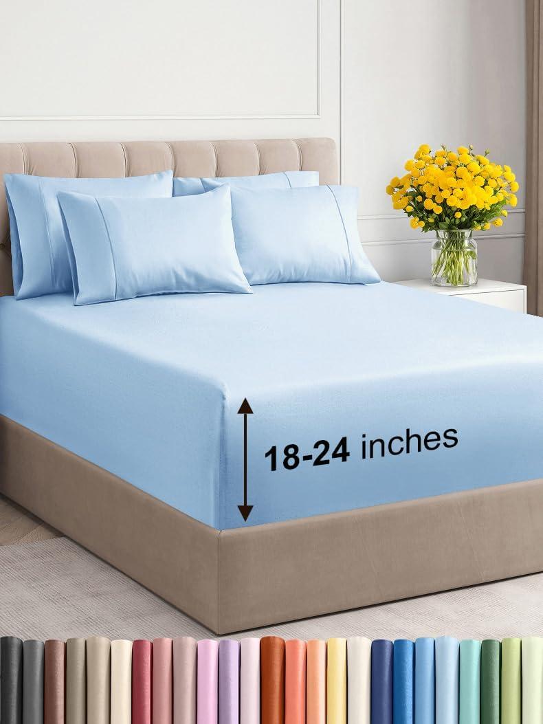 CGK Linens 6 Piece Extra Deep Pocket Ultra Soft & Cooling Sheet Set